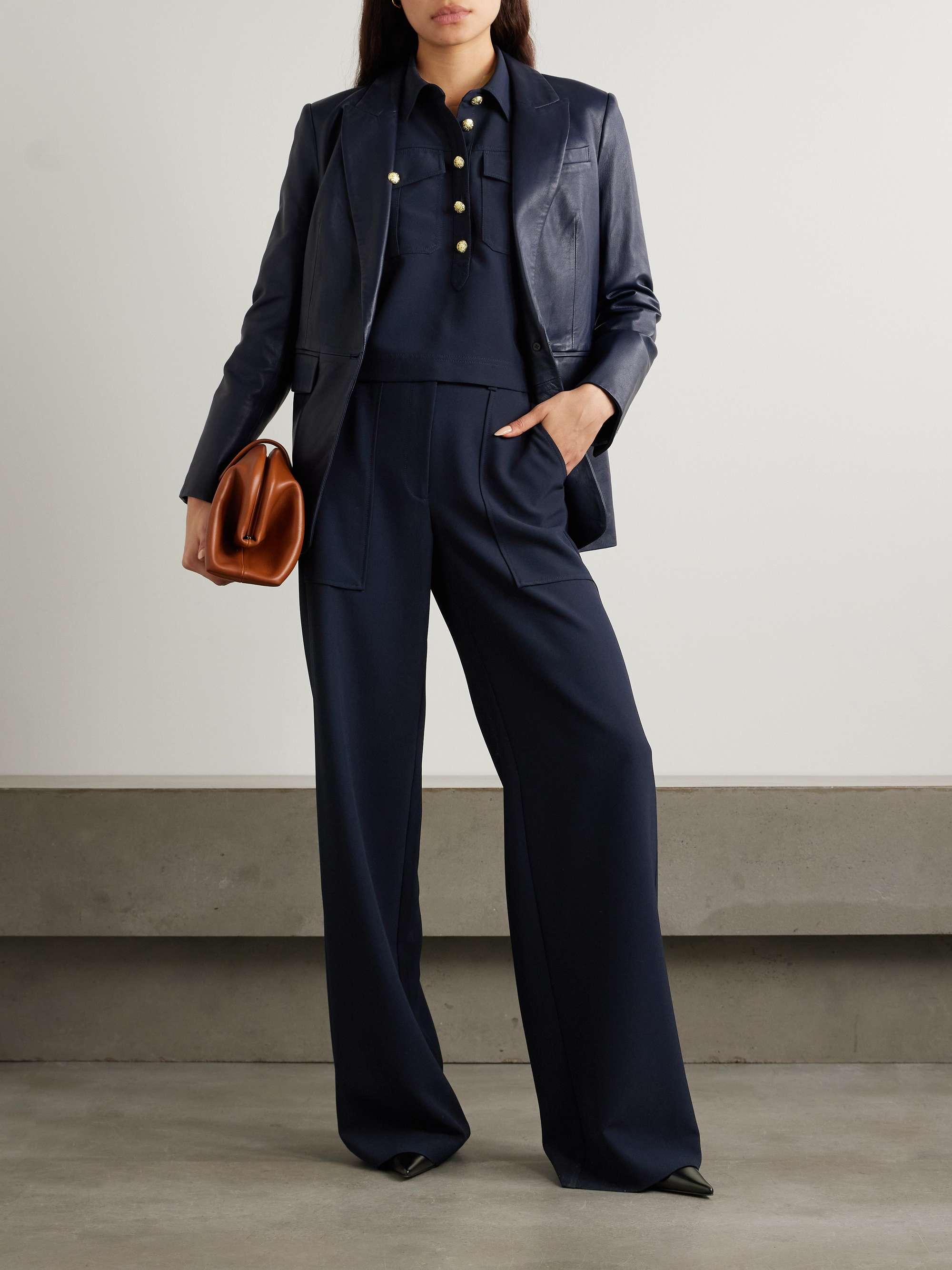 Cole crepe wide-leg pants view