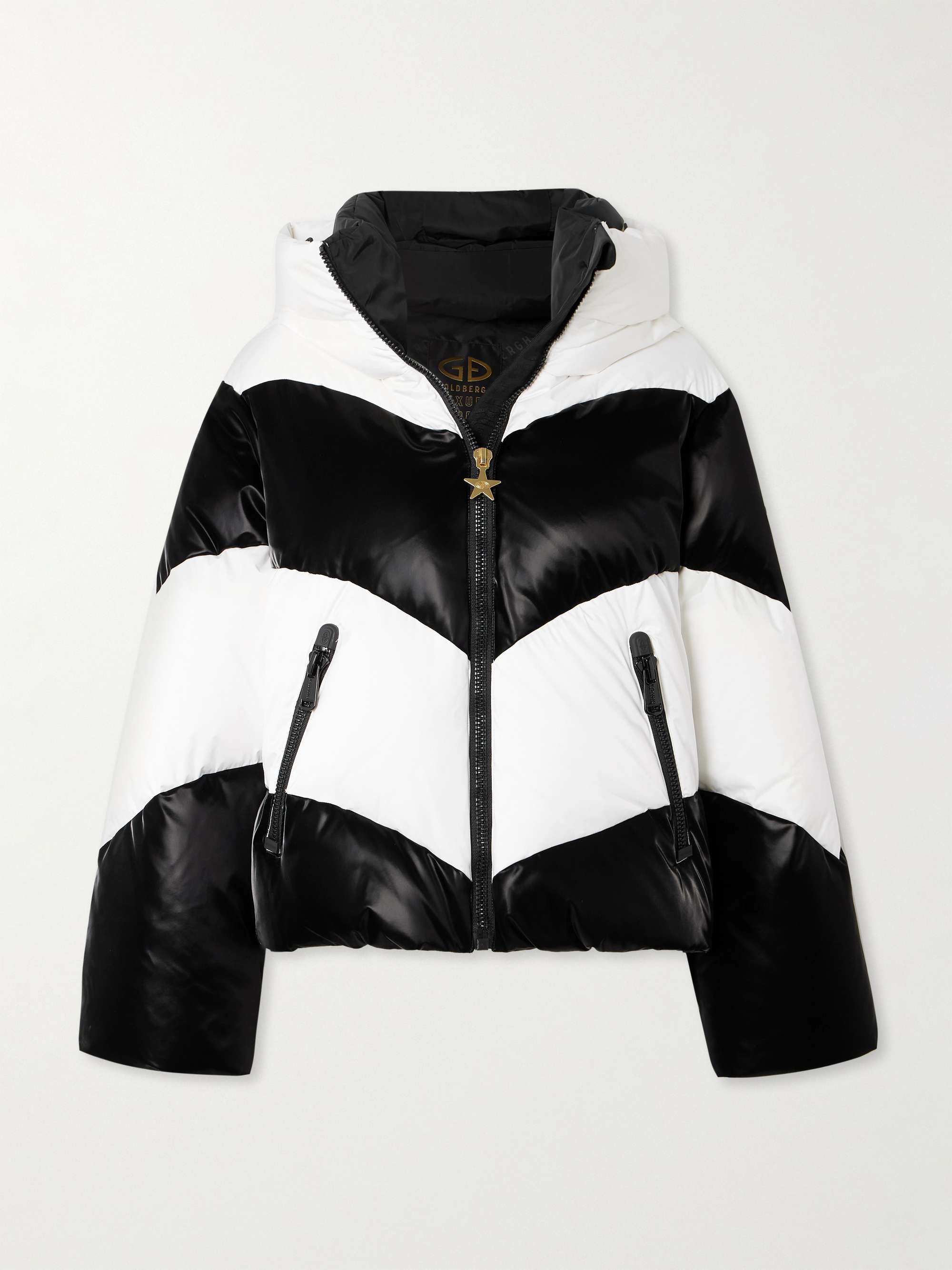 Courage hooded striped padded ski jacket hero visual