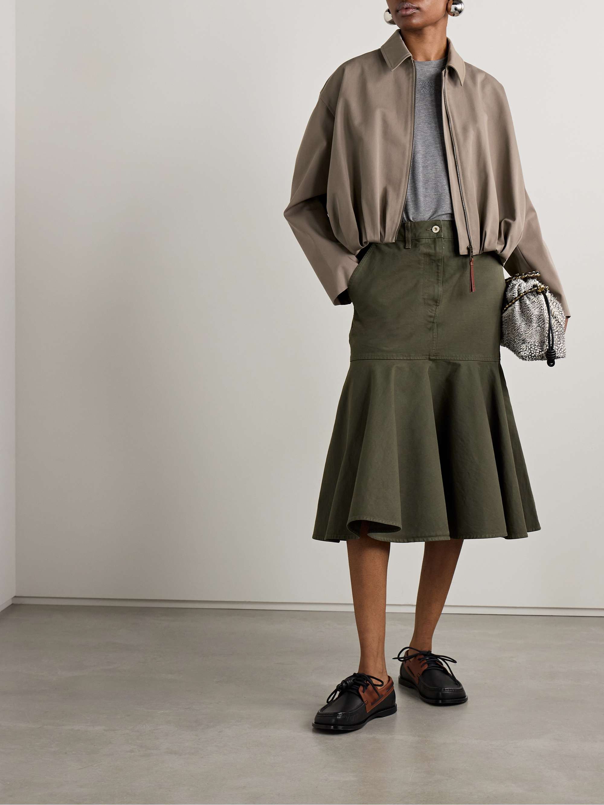 Gathered cotton and silk-blend twill jacket view