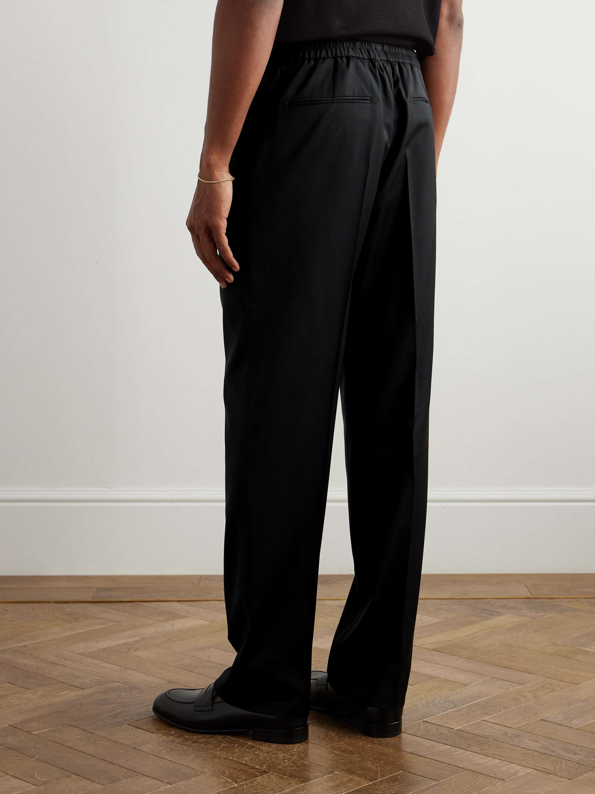 Asolo Straight-Leg Pleated Wool-Blend Drawstring Trousers view