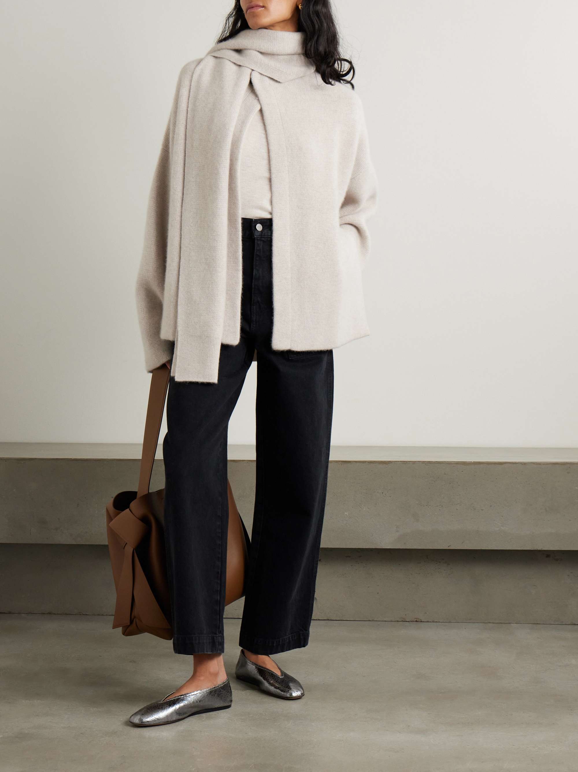 Spain scarf-effect organic cashmere cardigan view