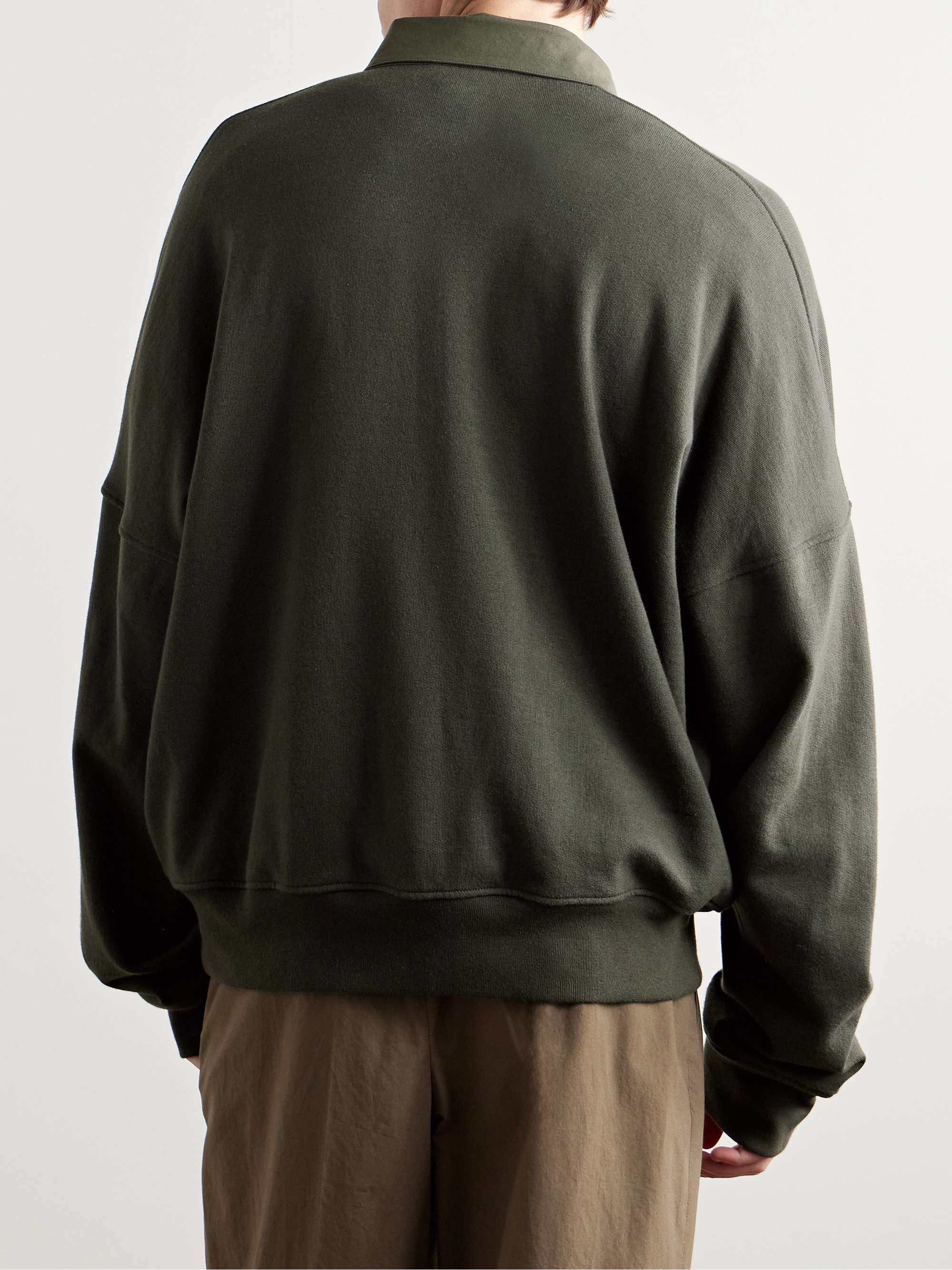Dende Poplin-Trimmed Brushed Cotton and Cashmere-Blend Polo Shirt view