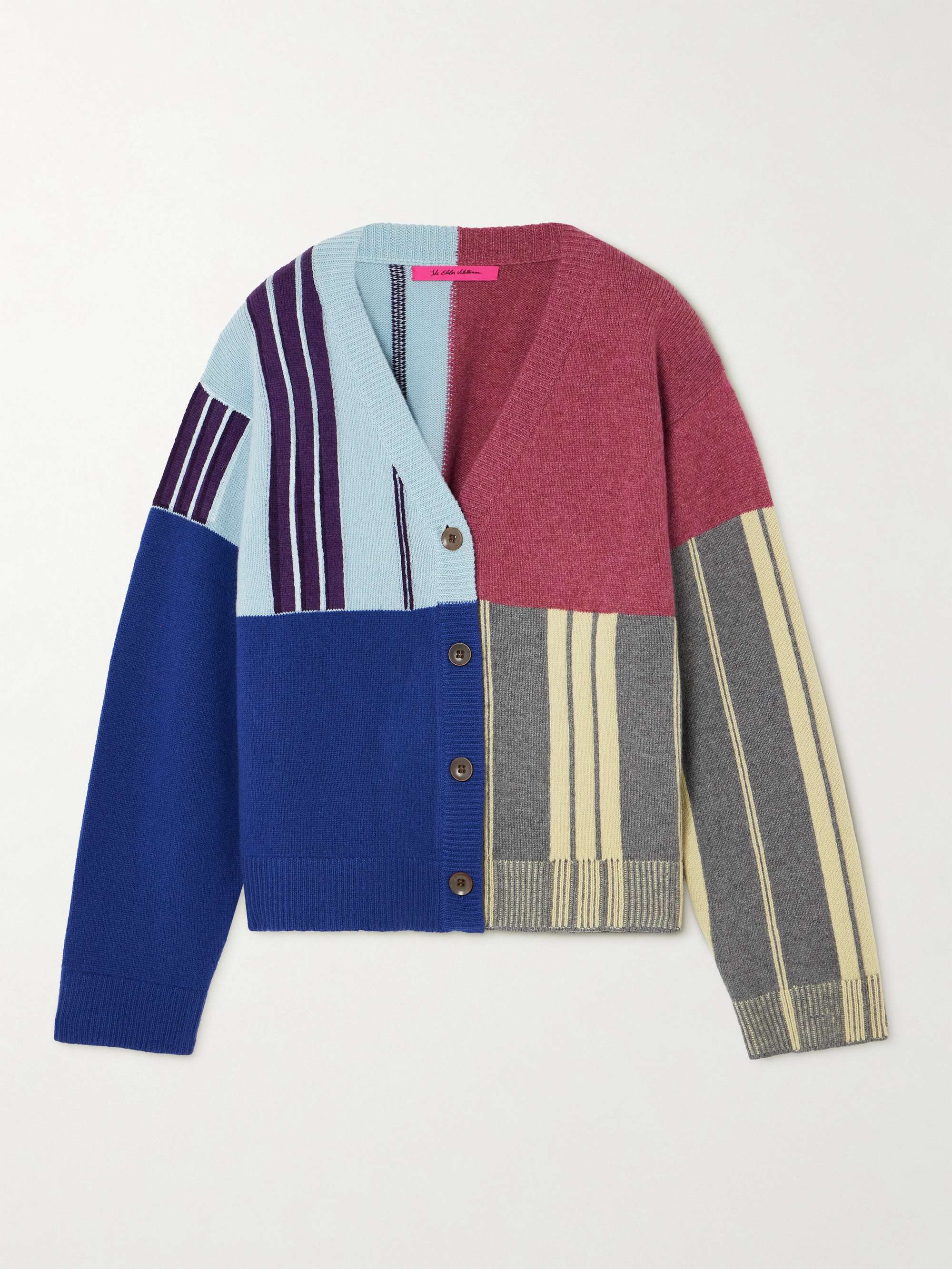 Color-block striped cashmere cardigan hero visual