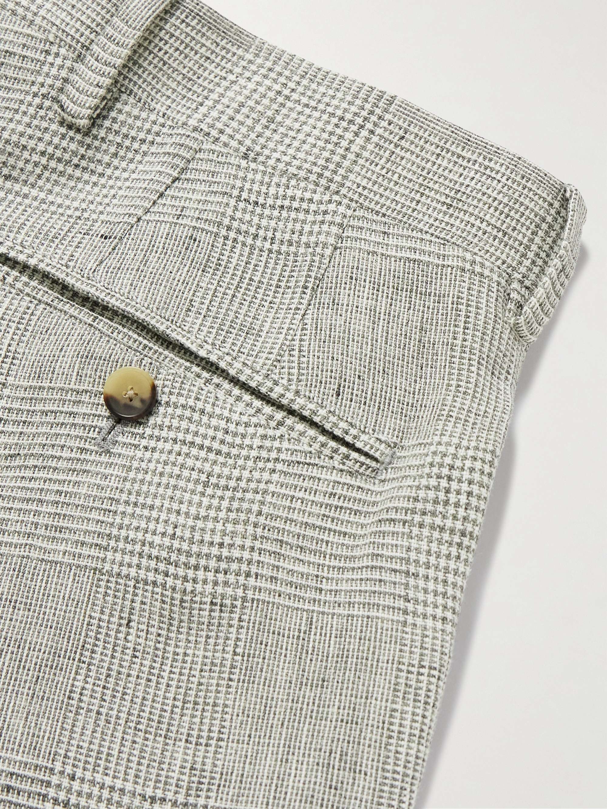 Phillip Straight-Leg Prince of Wales Checked Linen Suit Trousers view