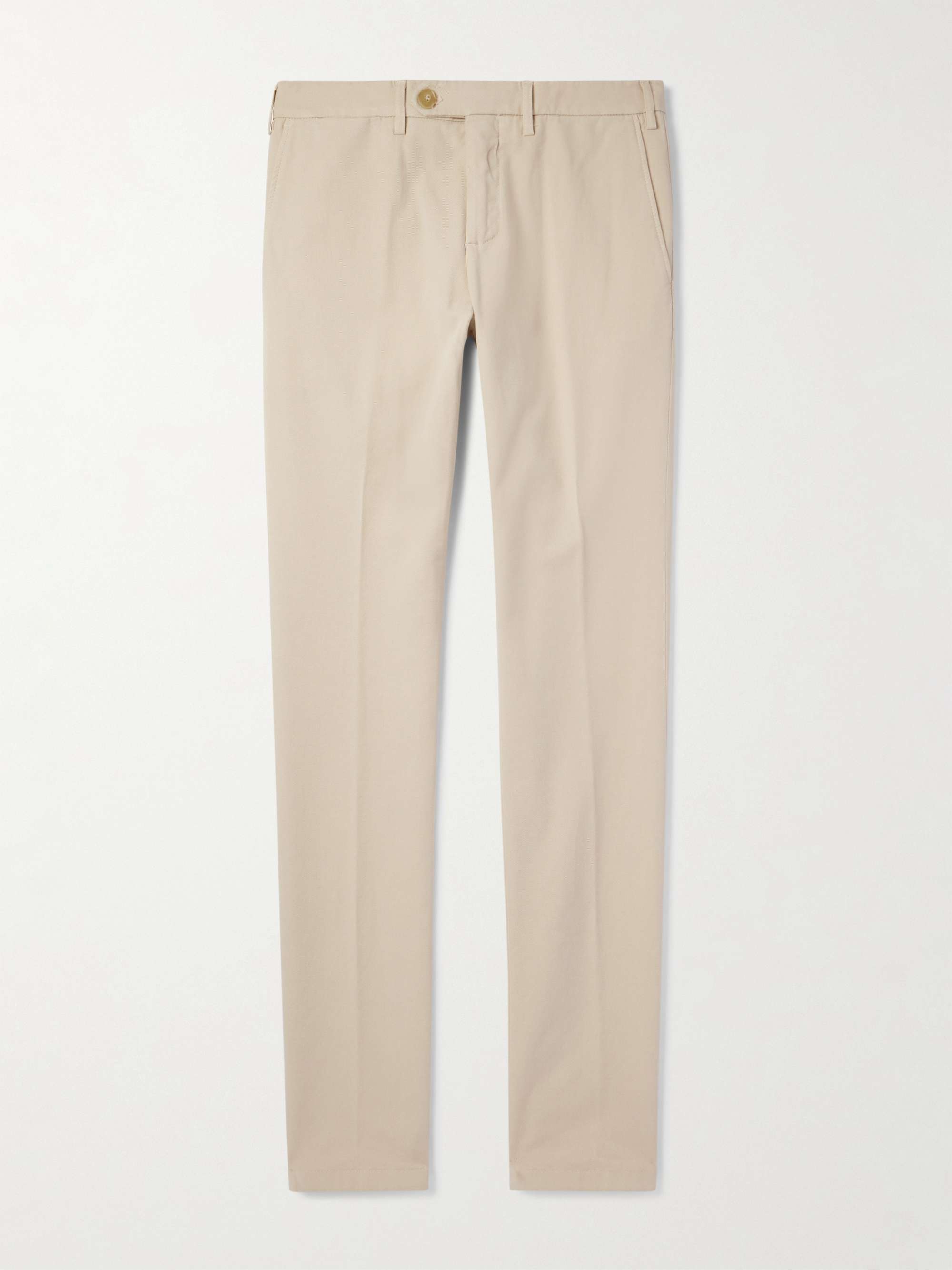 Slim-Fit Straight-Leg Garment-Dyed Stretch-Cotton Twill Trousers hero visual