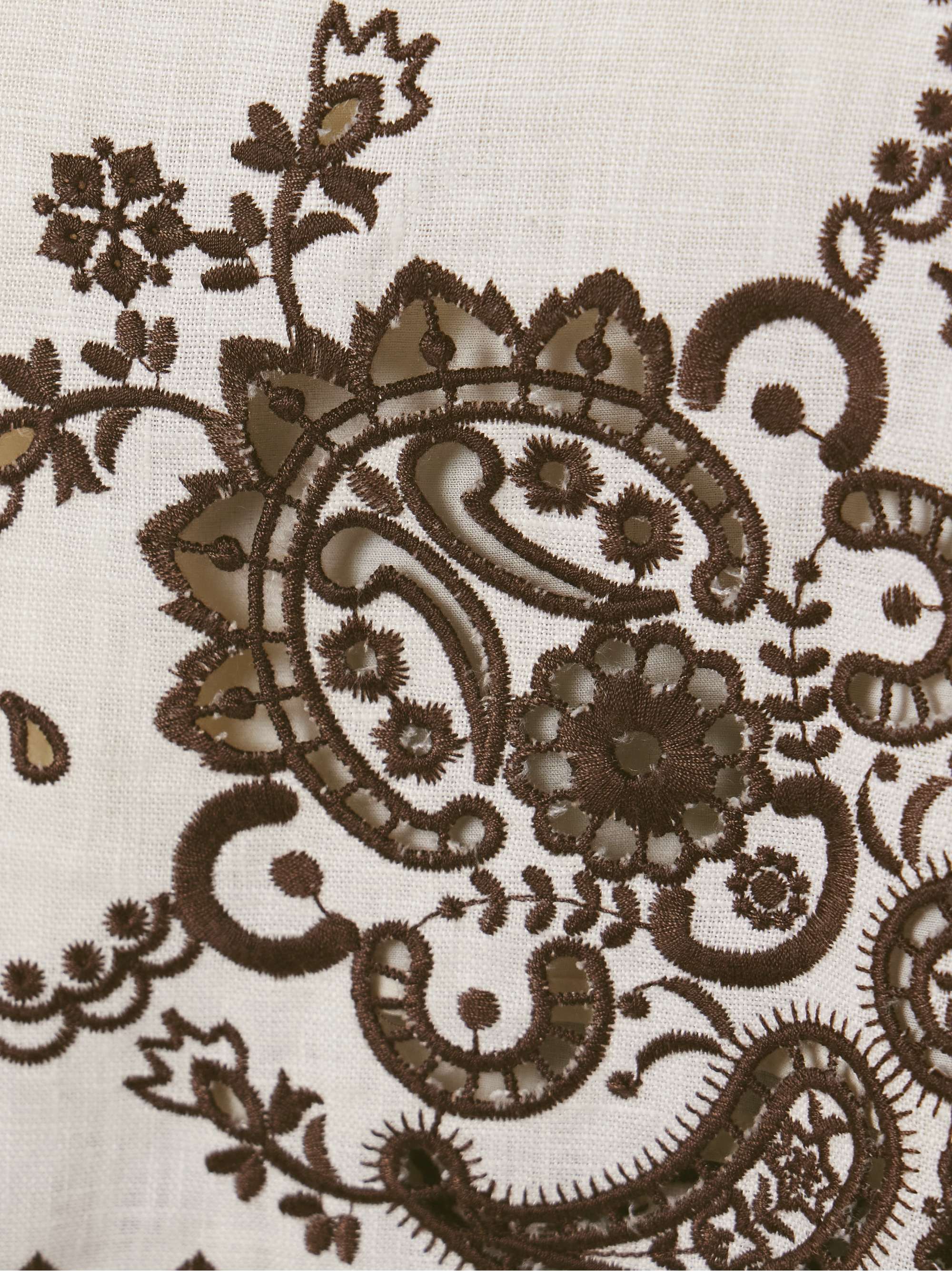Ascension leather-trimmed broderie anglaise linen shorts view
