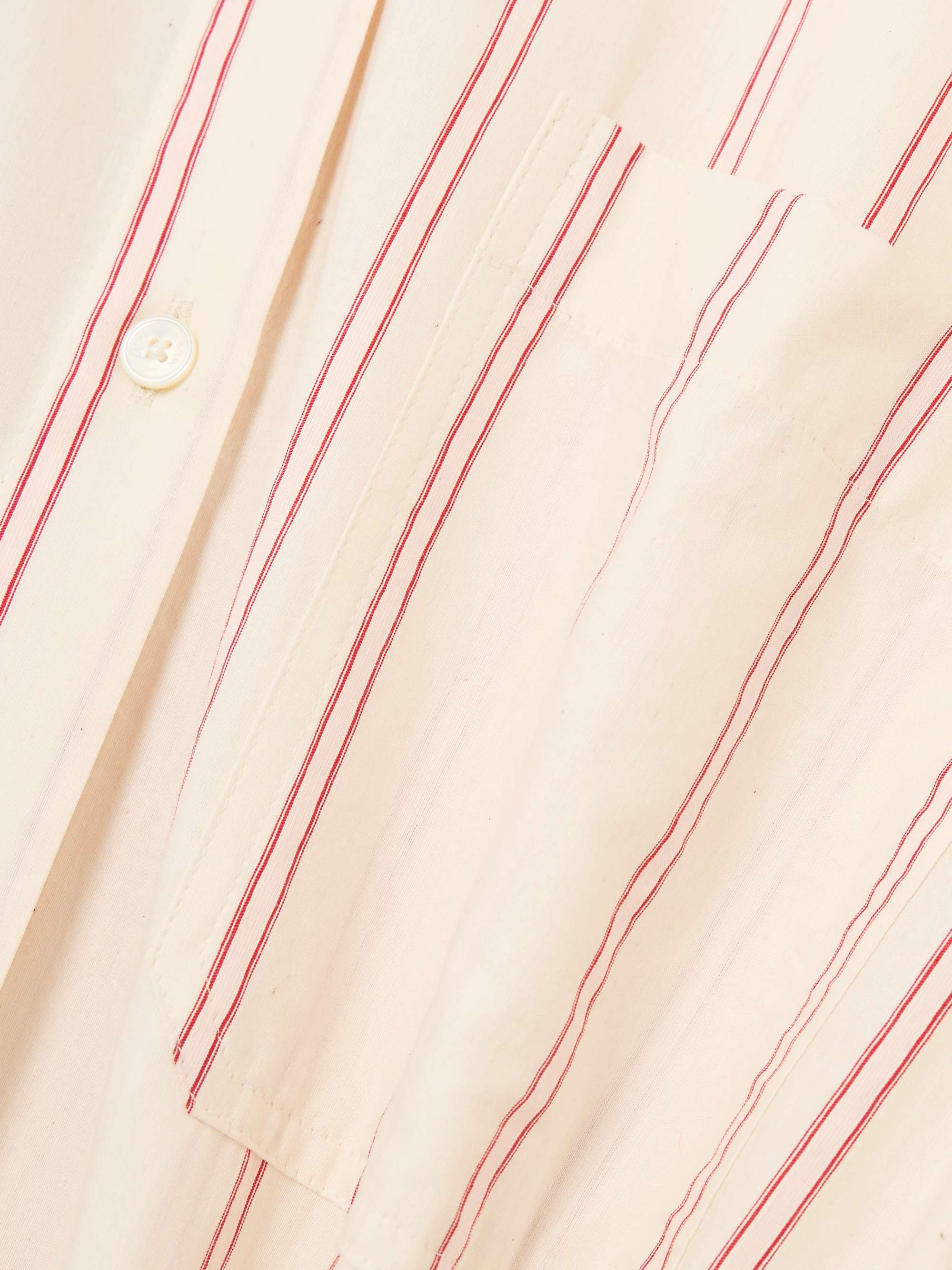 Striped cotton and silk-blend midi shirt dress view