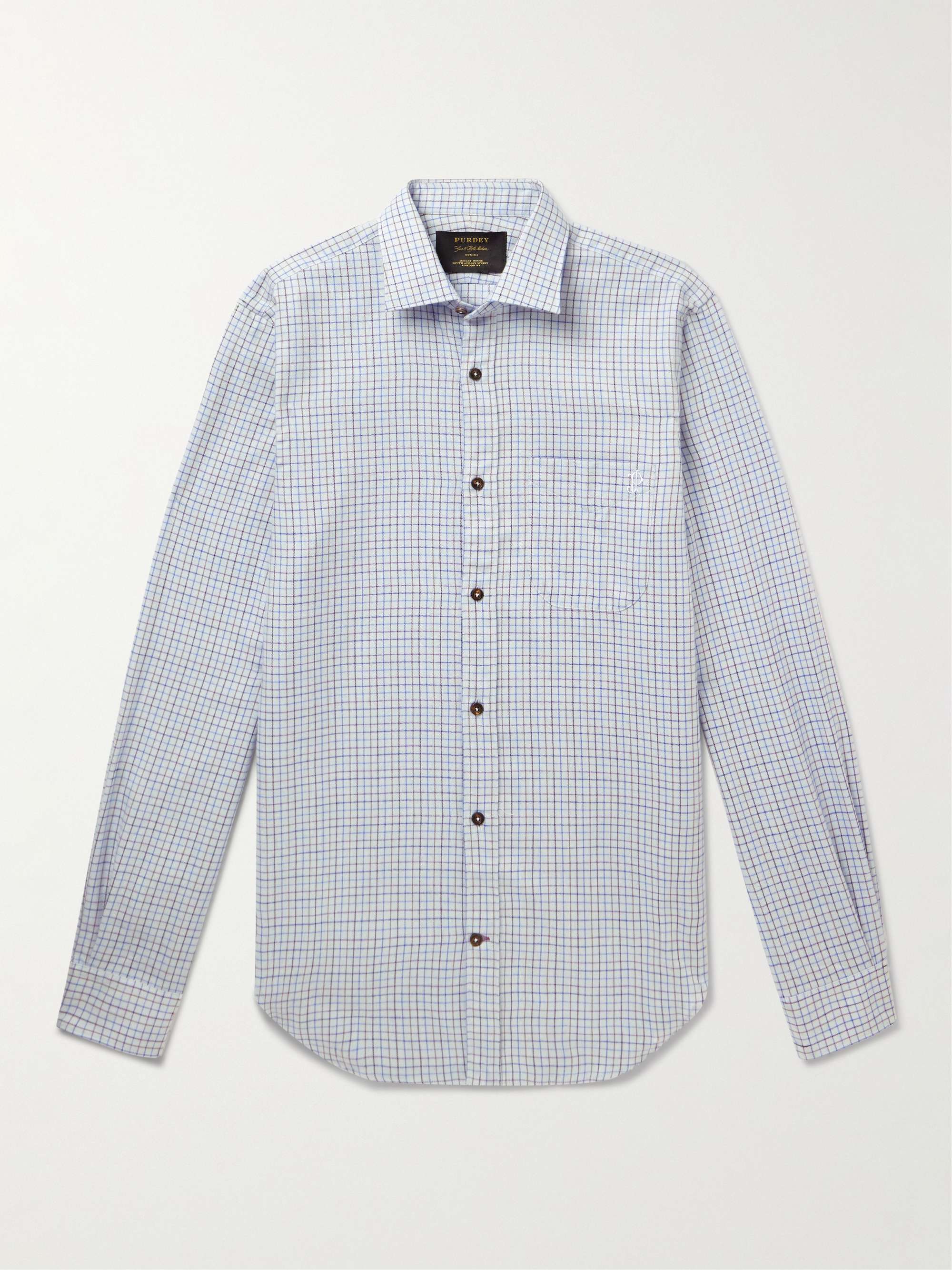 Checked Cotton and Cashmere-Blend Shirt hero visual