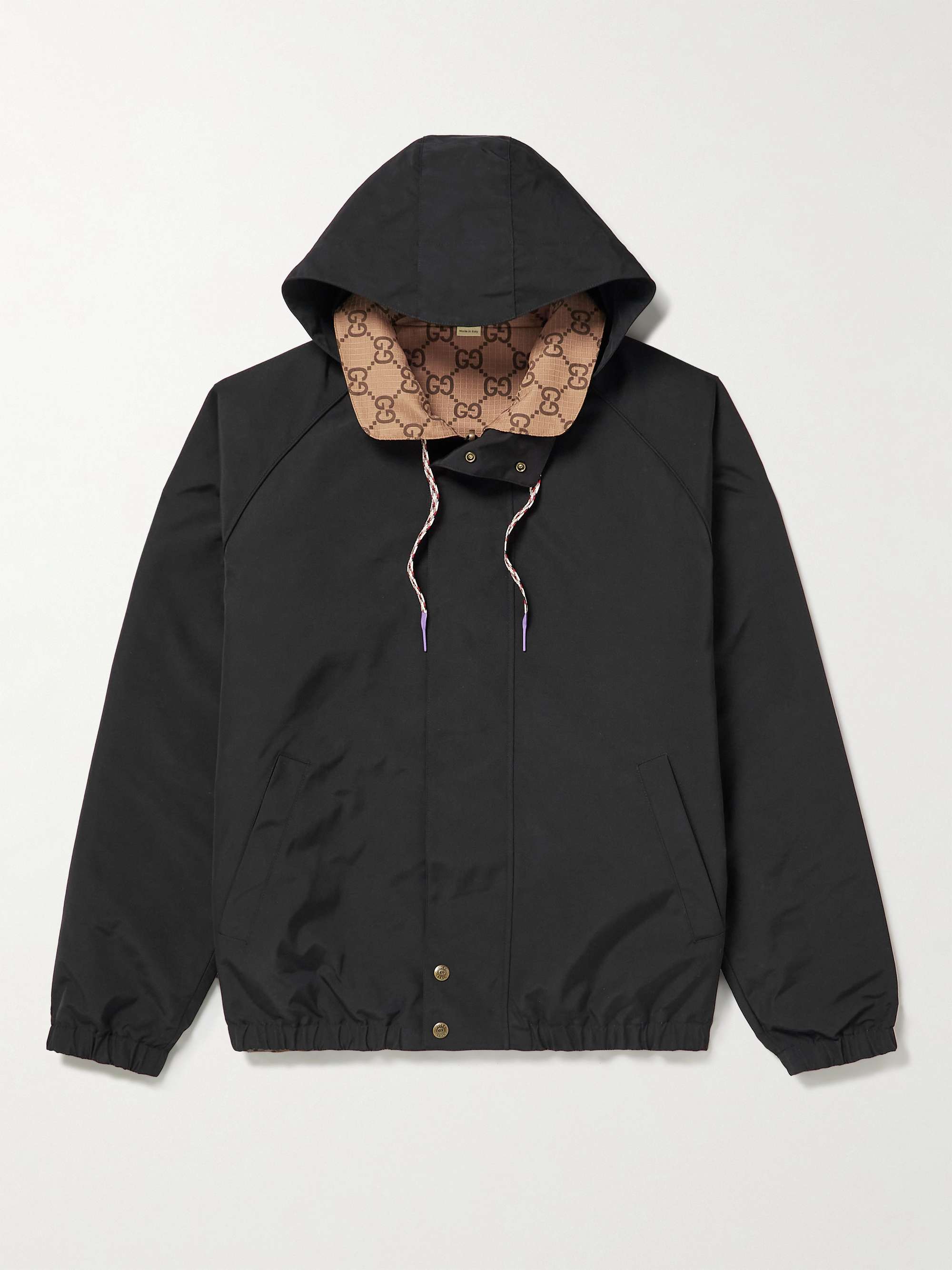 Reversible Monogrammed Shell Hooded Jacket hero visual