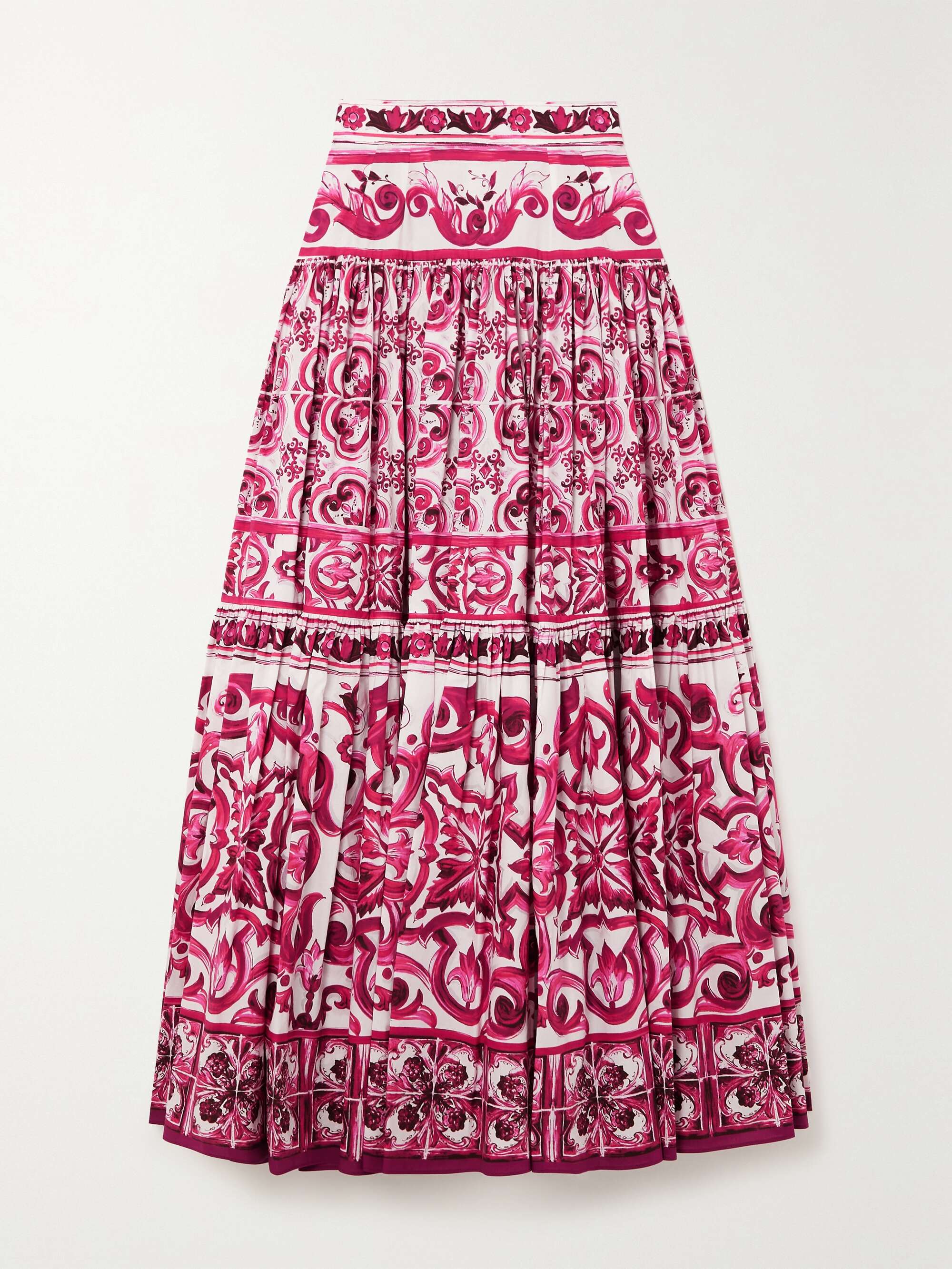 Maiolica tiered printed cotton-poplin maxi skirt hero visual