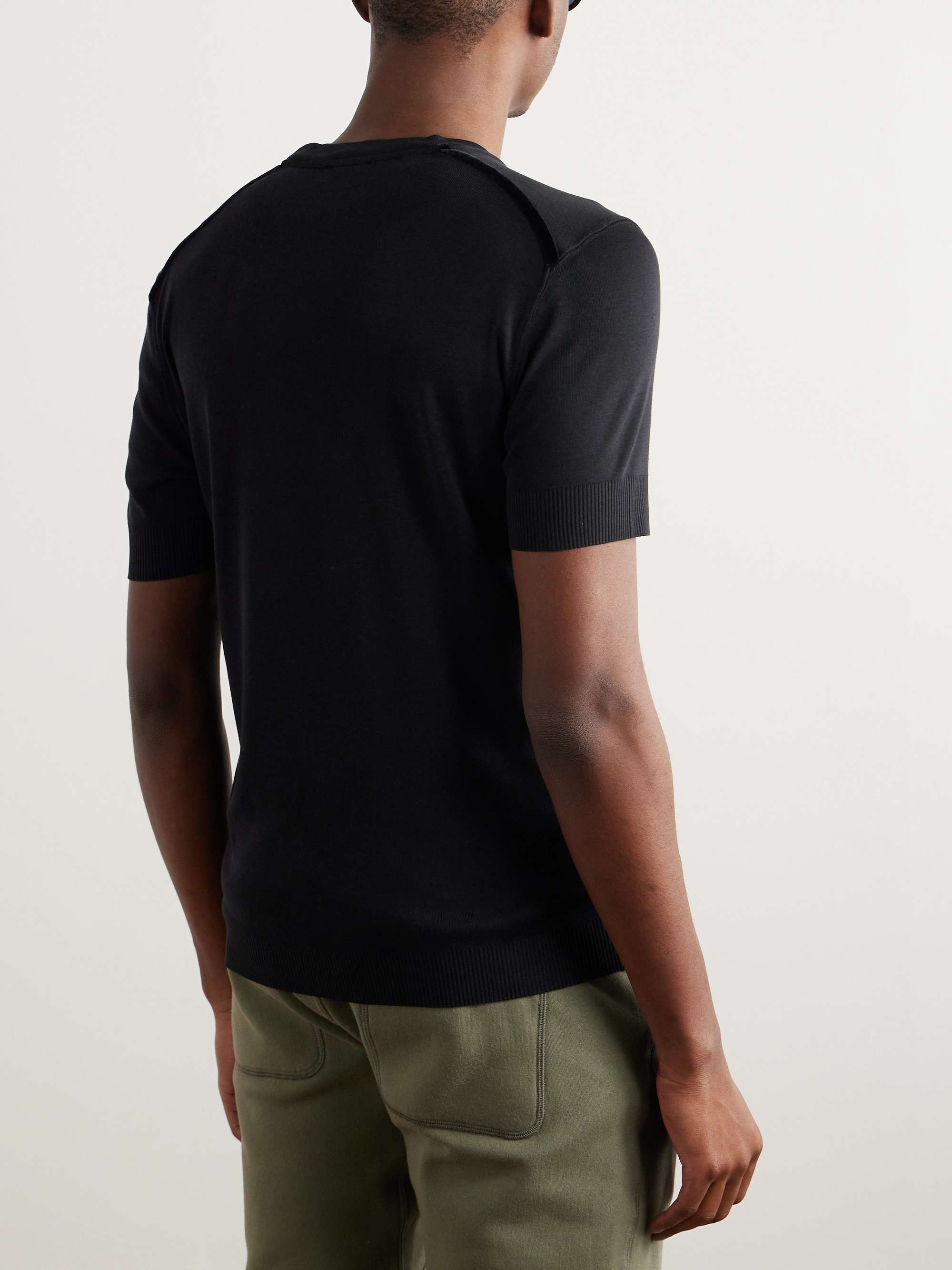 Placed Rib Slim-Fit Lyocell and Cotton-Blend Jersey T-Shirt view