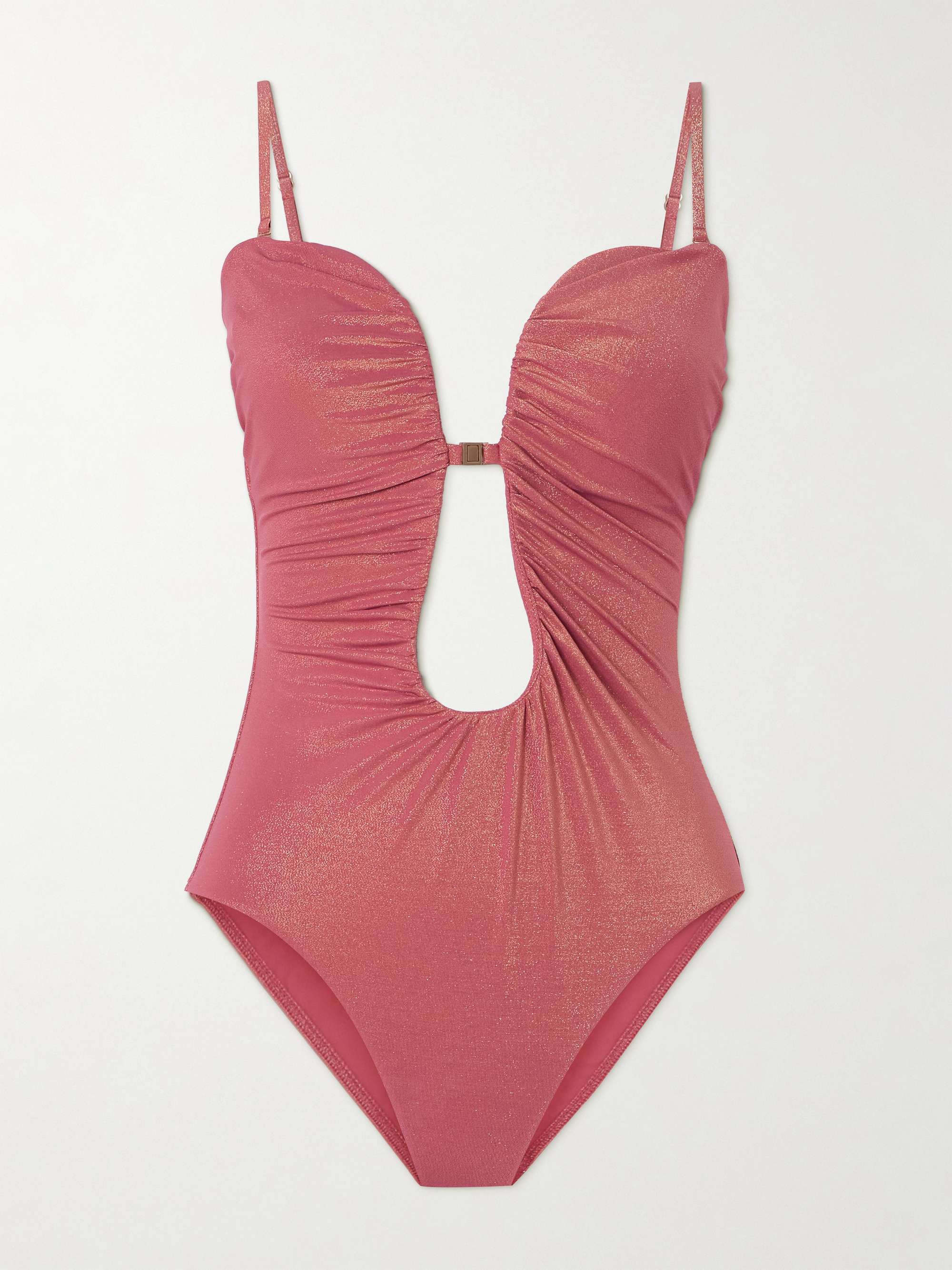 Rhiannon metallic strapless swimsuit hero visual