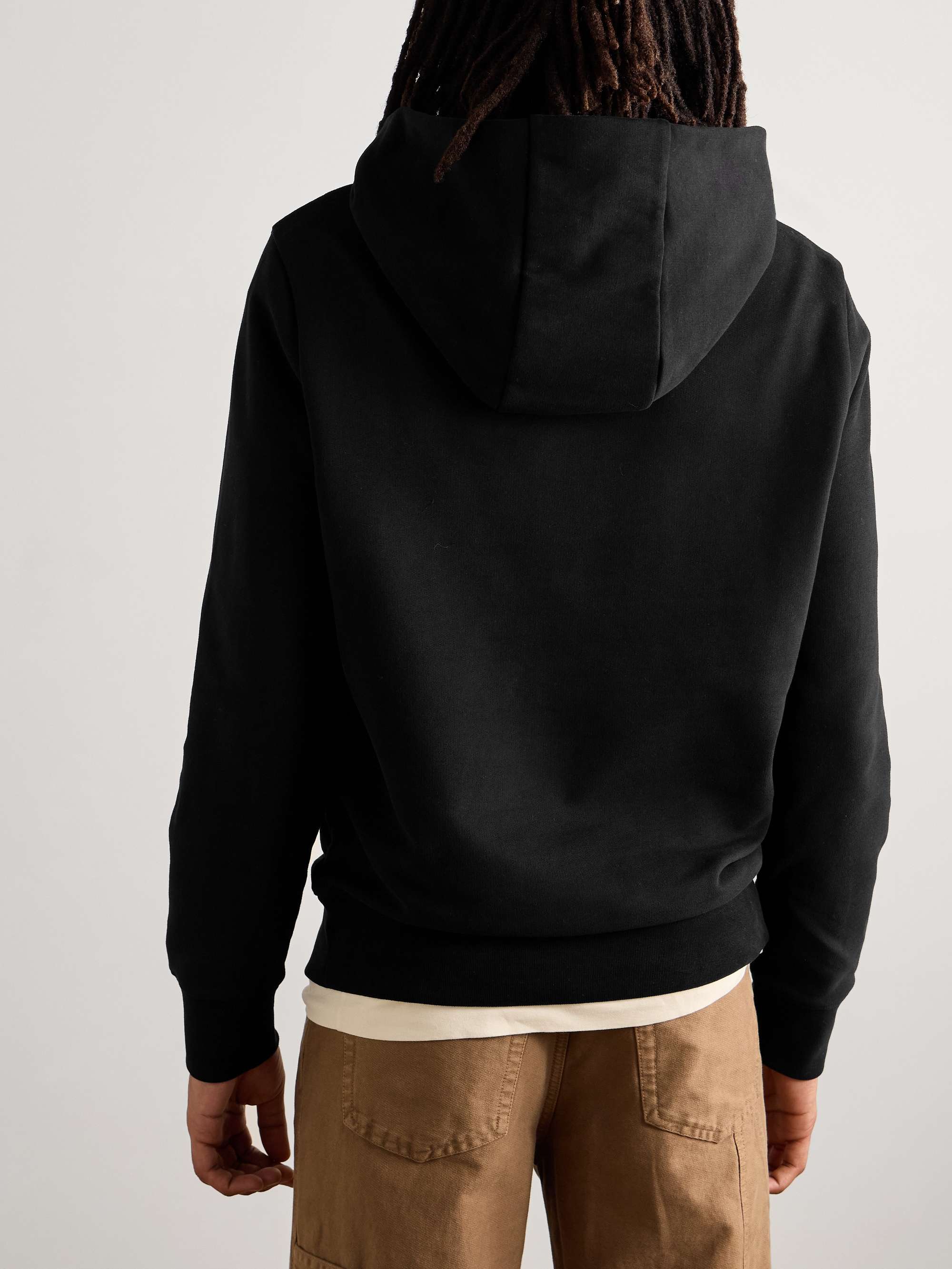 Slim-Fit Logo-Appliquéd Cotton-Jersey Hoodie view