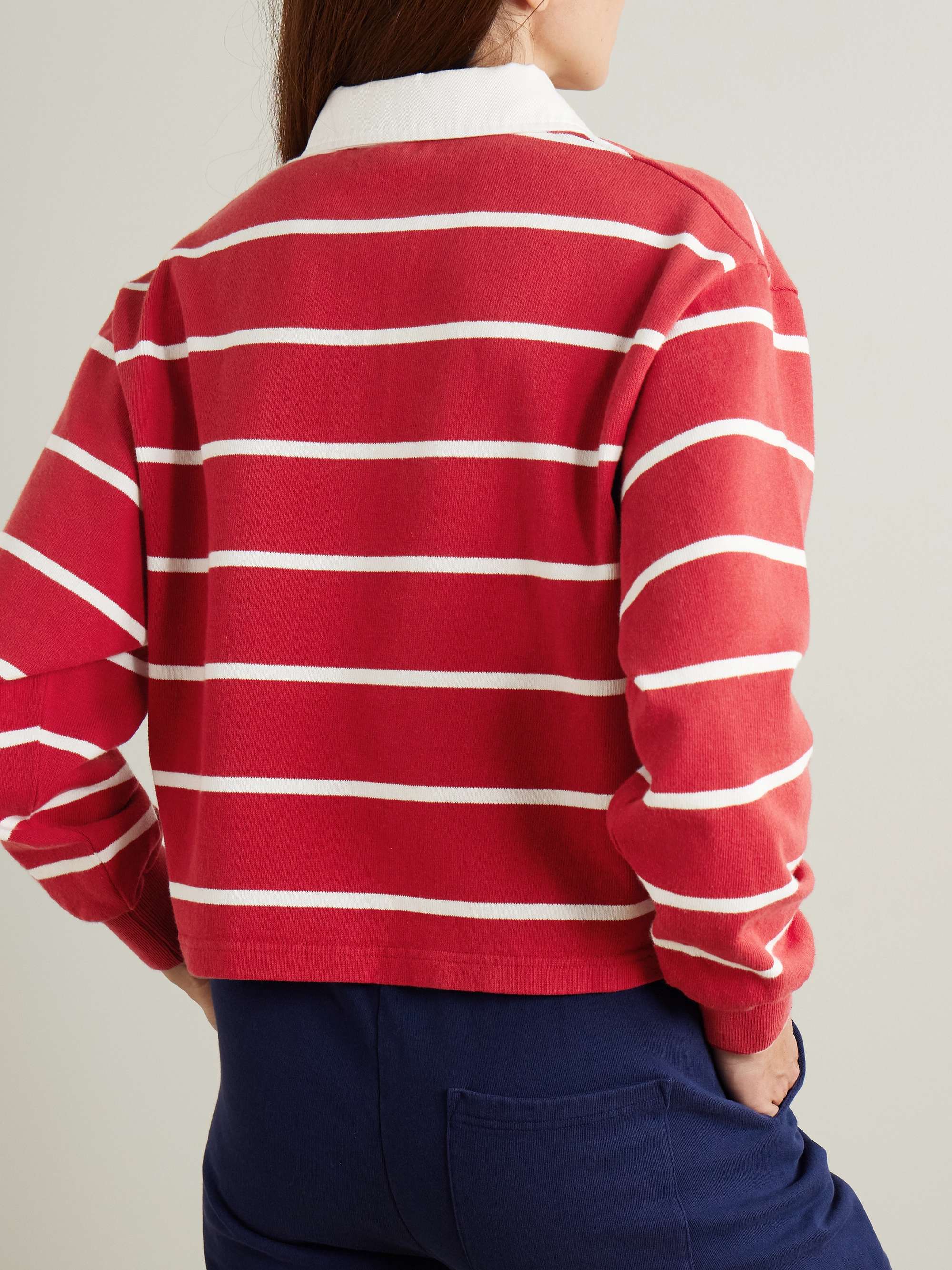Serif Rugby logo-embroidered striped cotton-jersey polo shirt view