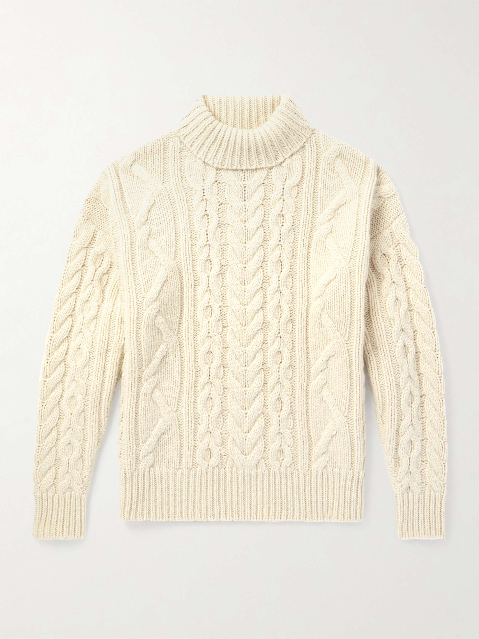 Cable-Knit Wool, Cashmere and Mohair-Blend Rollneck Sweater hero visual