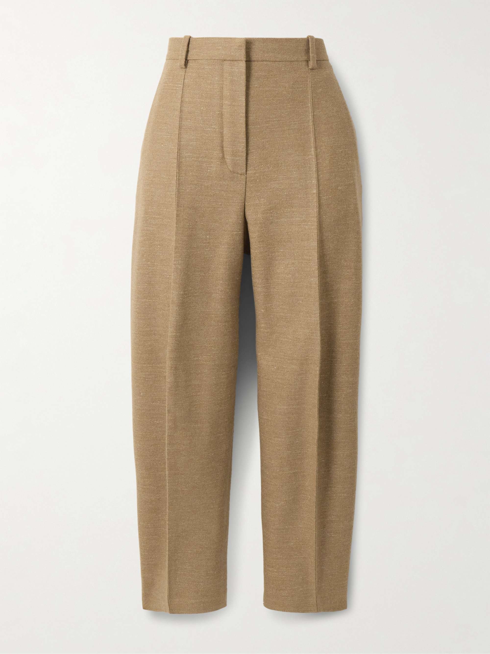 Dan pleated wool, cashmere and linen-blend tapered pants hero visual