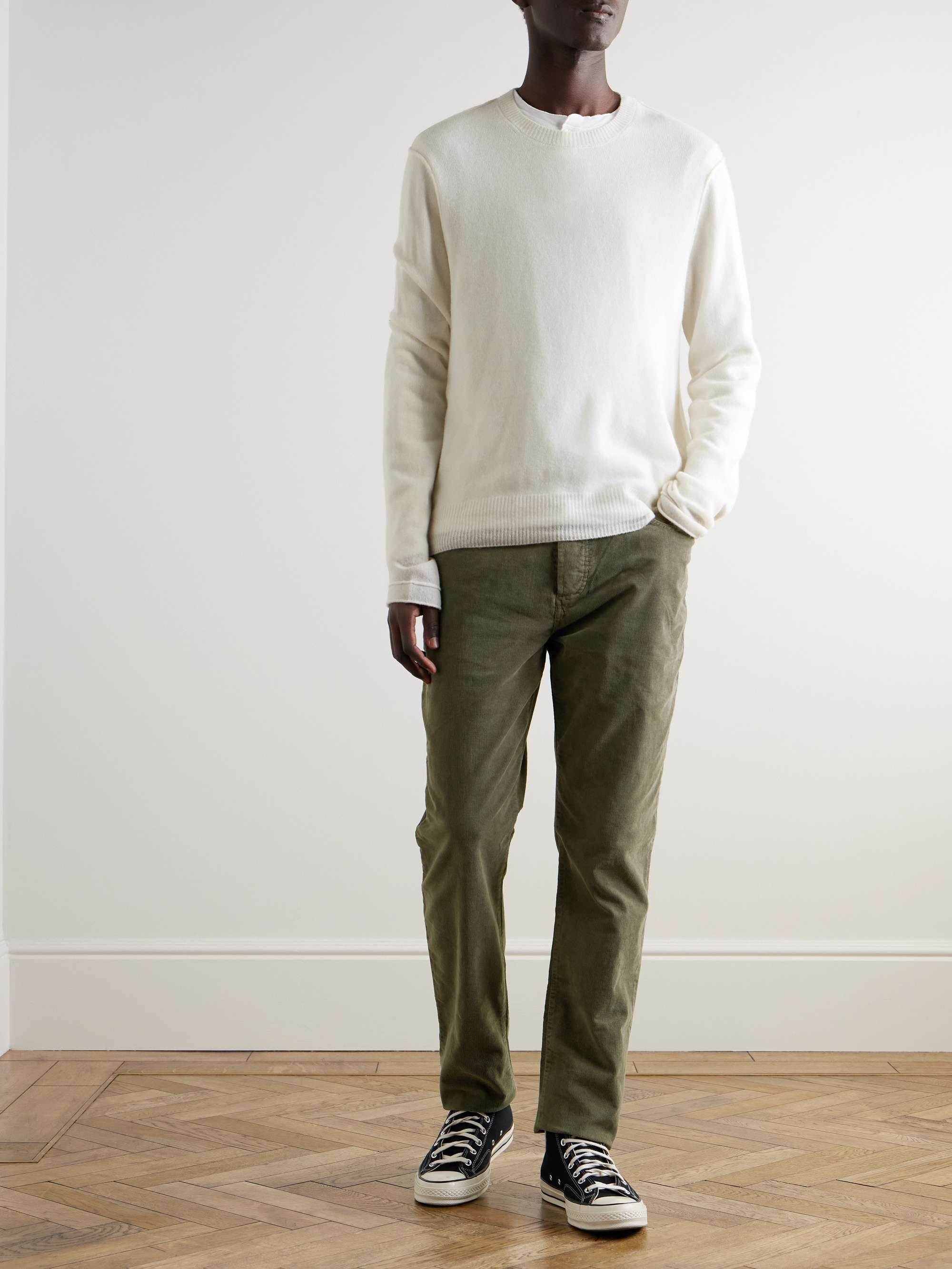Slim-Fit Straight-Leg Cotton-Blend Corduroy Trousers view