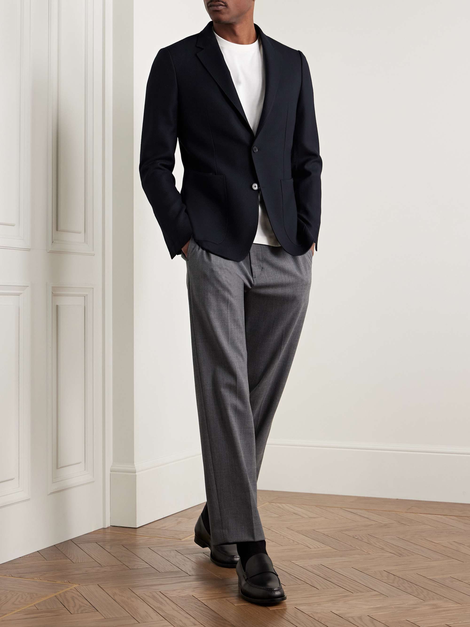 Slim-Fit Wool-Piqué Blazer view