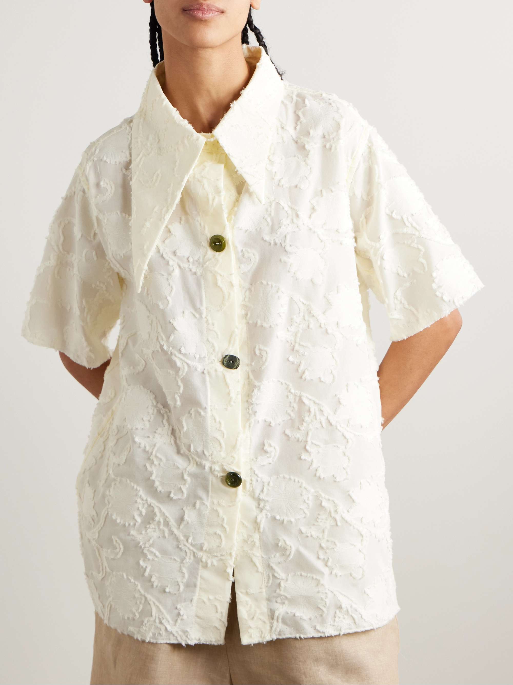 Oversized fil coupé cotton shirt view
