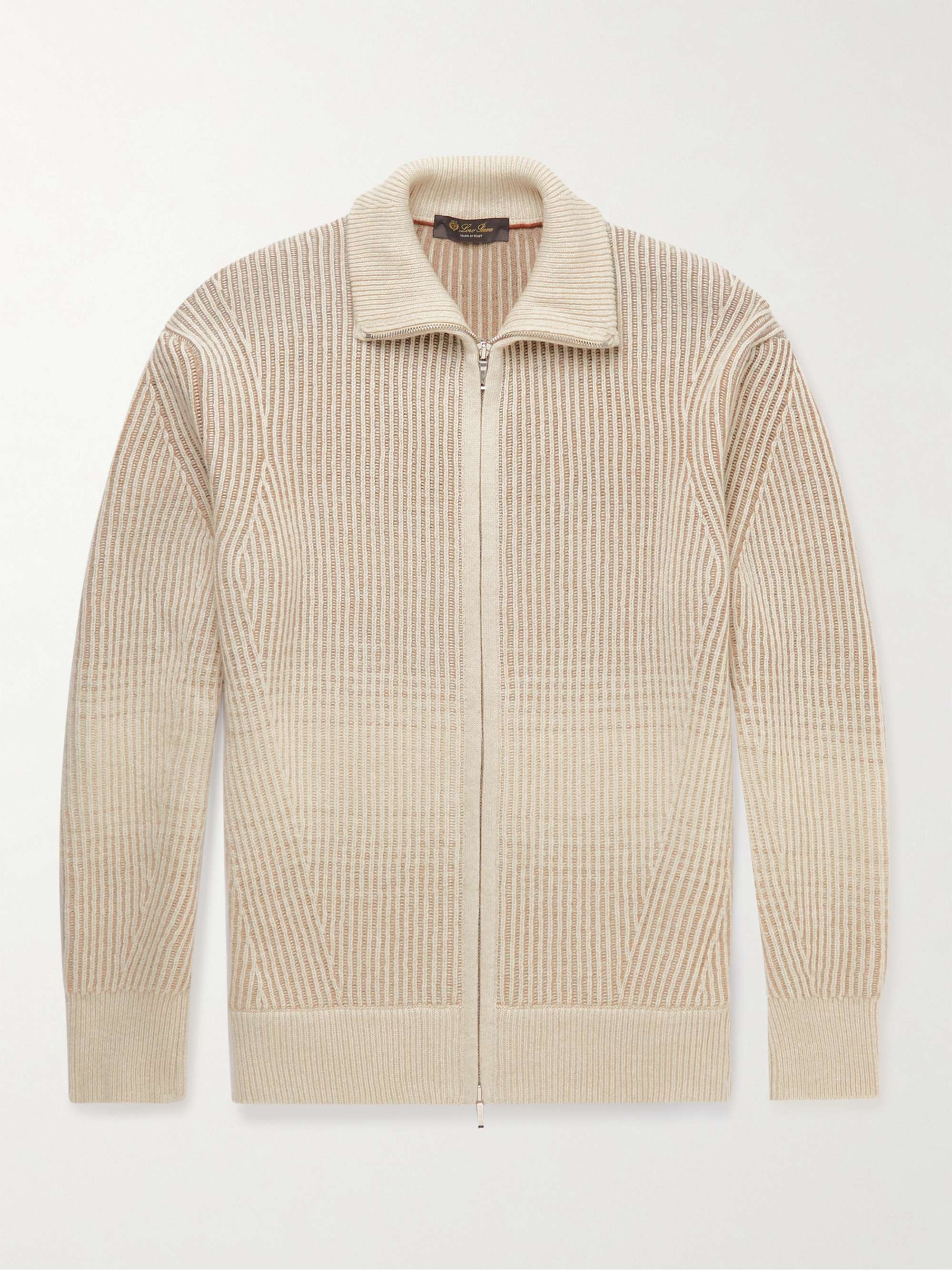 Ribbed Cashmere and Wool-Blend Zip-Up Cardigan hero visual