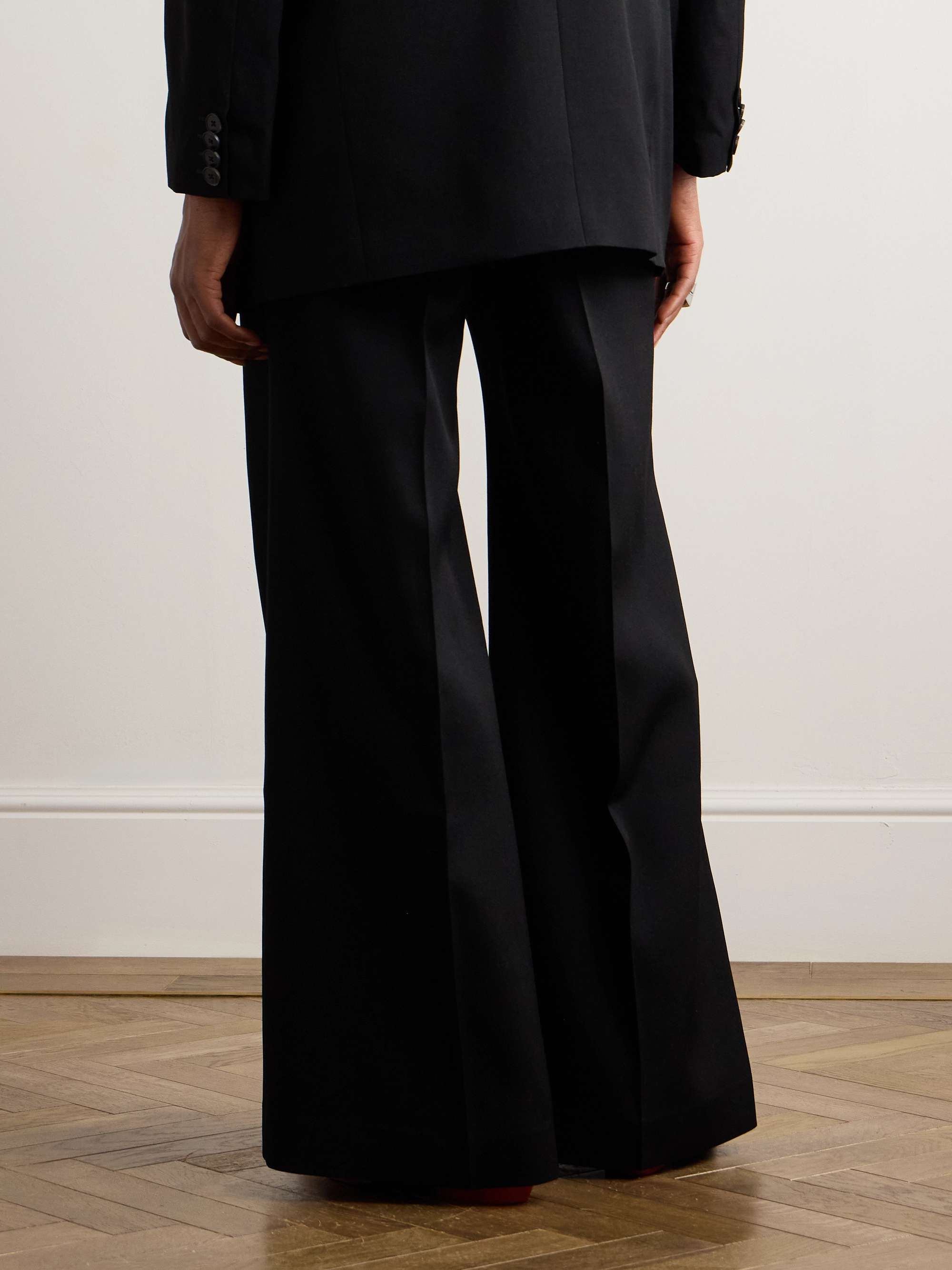 Wide-Leg Pleated Virgin Wool Suit Trousers view