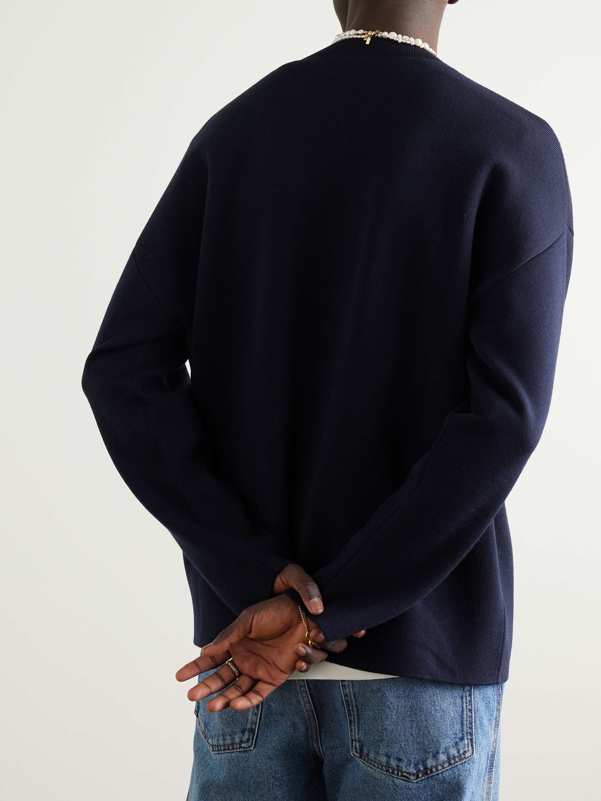 Logo-Debossed Wool-Blend Sweater view