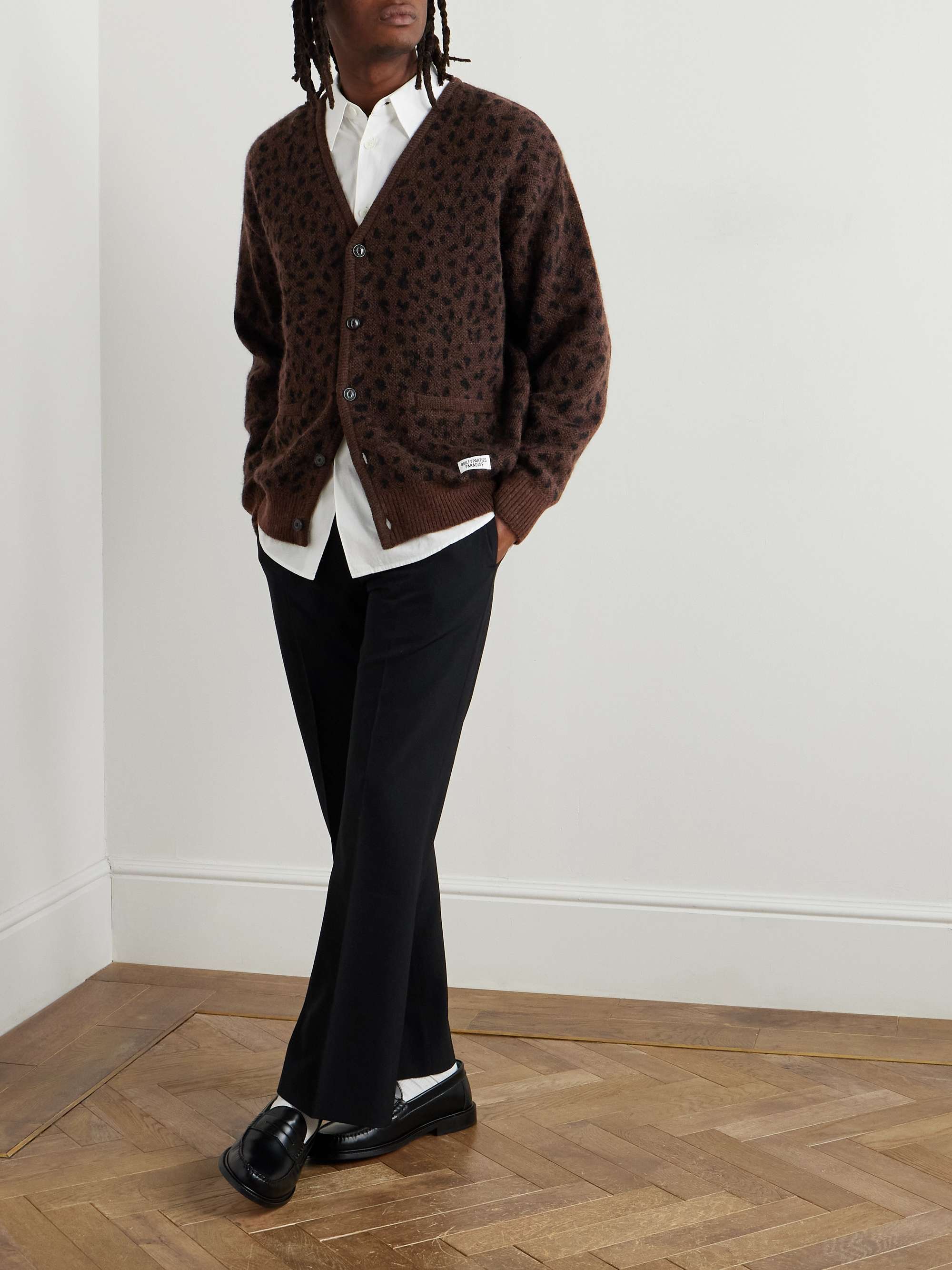 Leopard-Print Woven Cardigan view