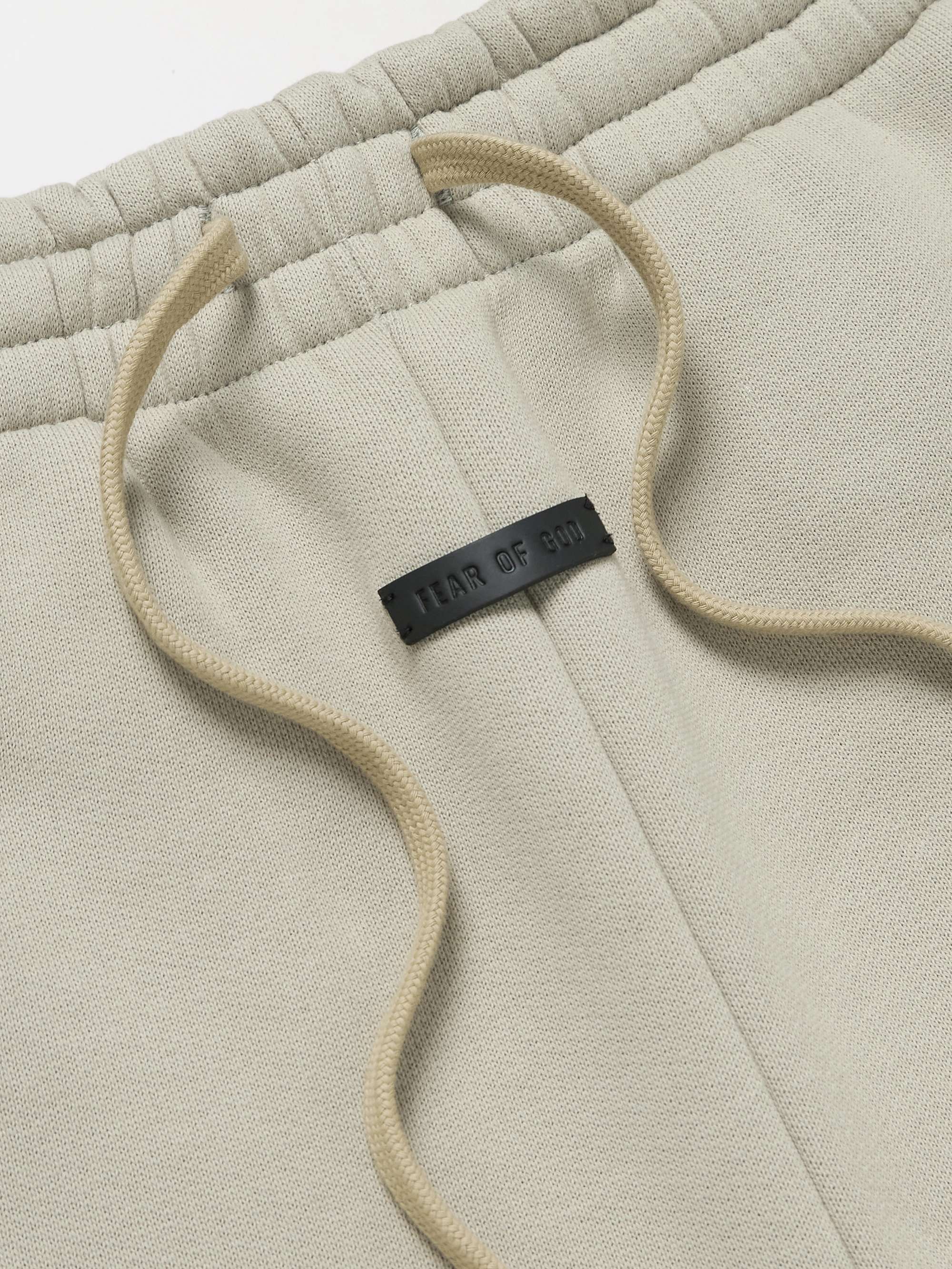 Wide-Leg Logo-Appliquéd Cotton-Blend Jersey Drawstring Shorts view