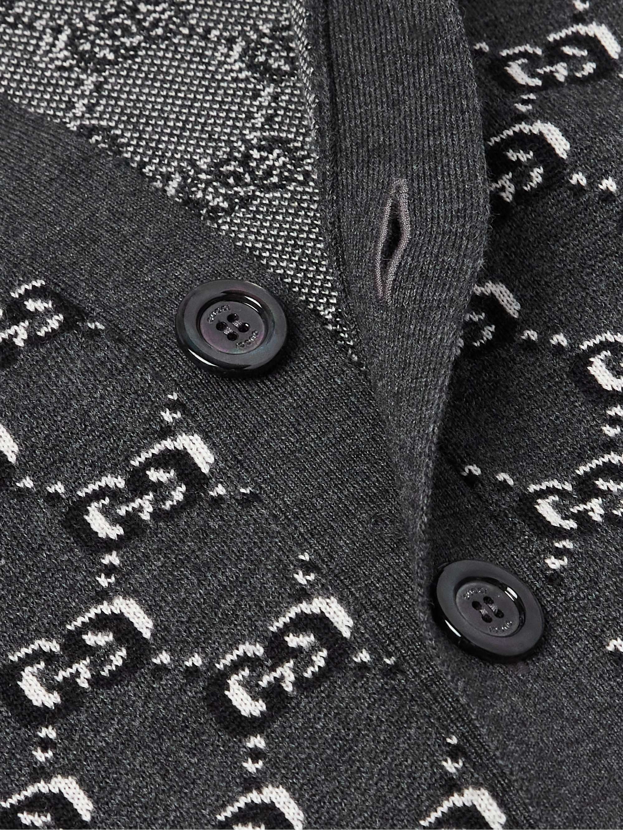 Logo-Jacquard Wool Cardigan view