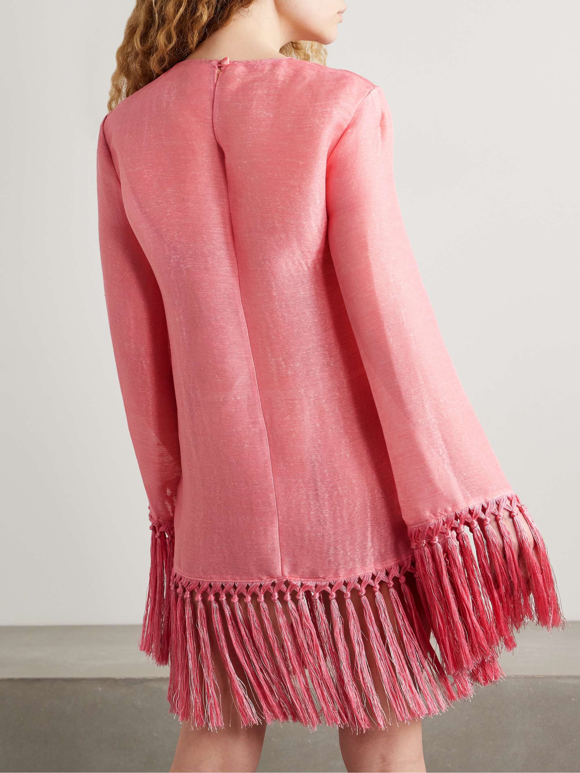 Claudia fringed linen-blend mini dress view
