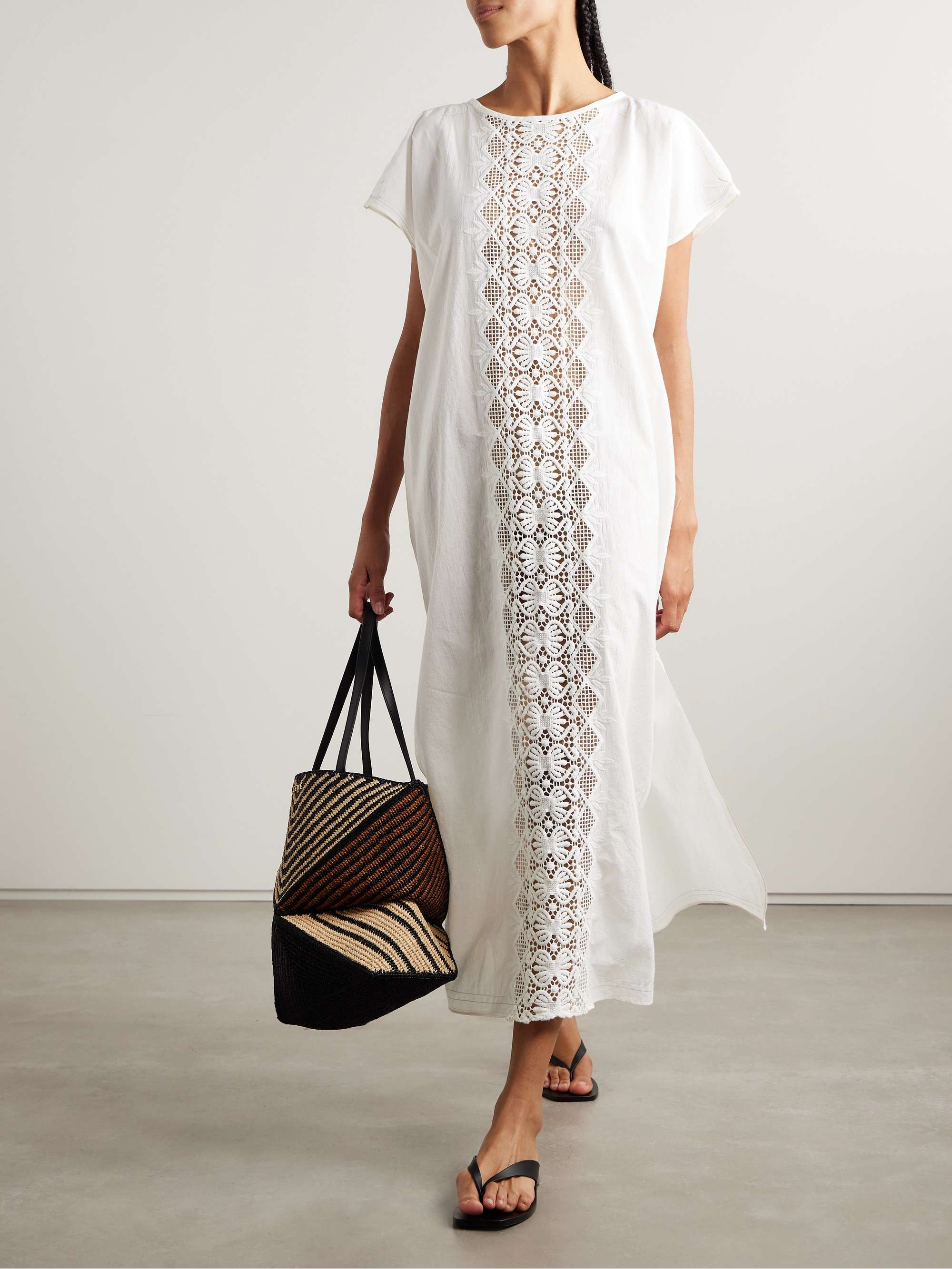 Crochet-trimmed cotton-voile midi dress view