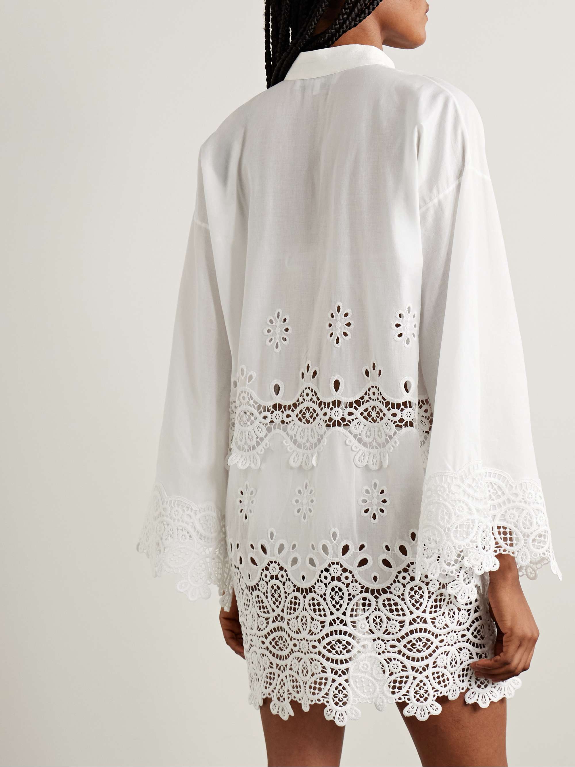Maria silk-trimmed guipure lace and cotton kaftan view