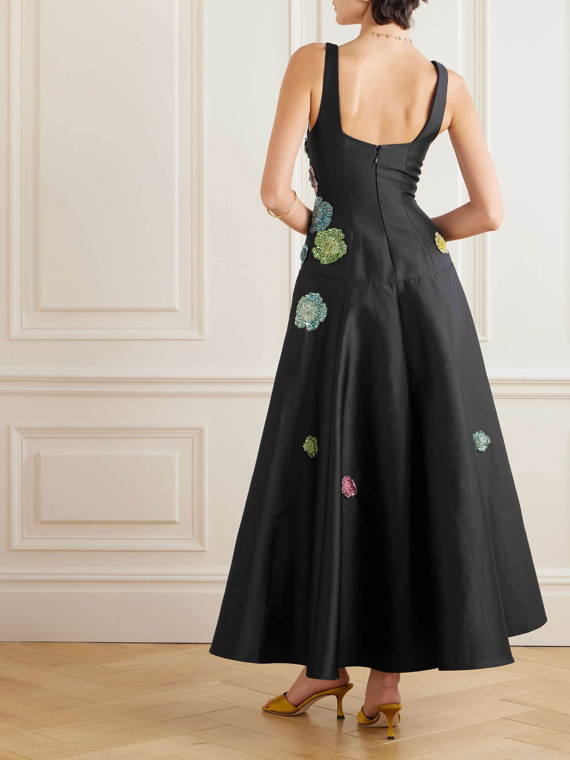 Lolita embellished appliquéd duchesse-satin gown view