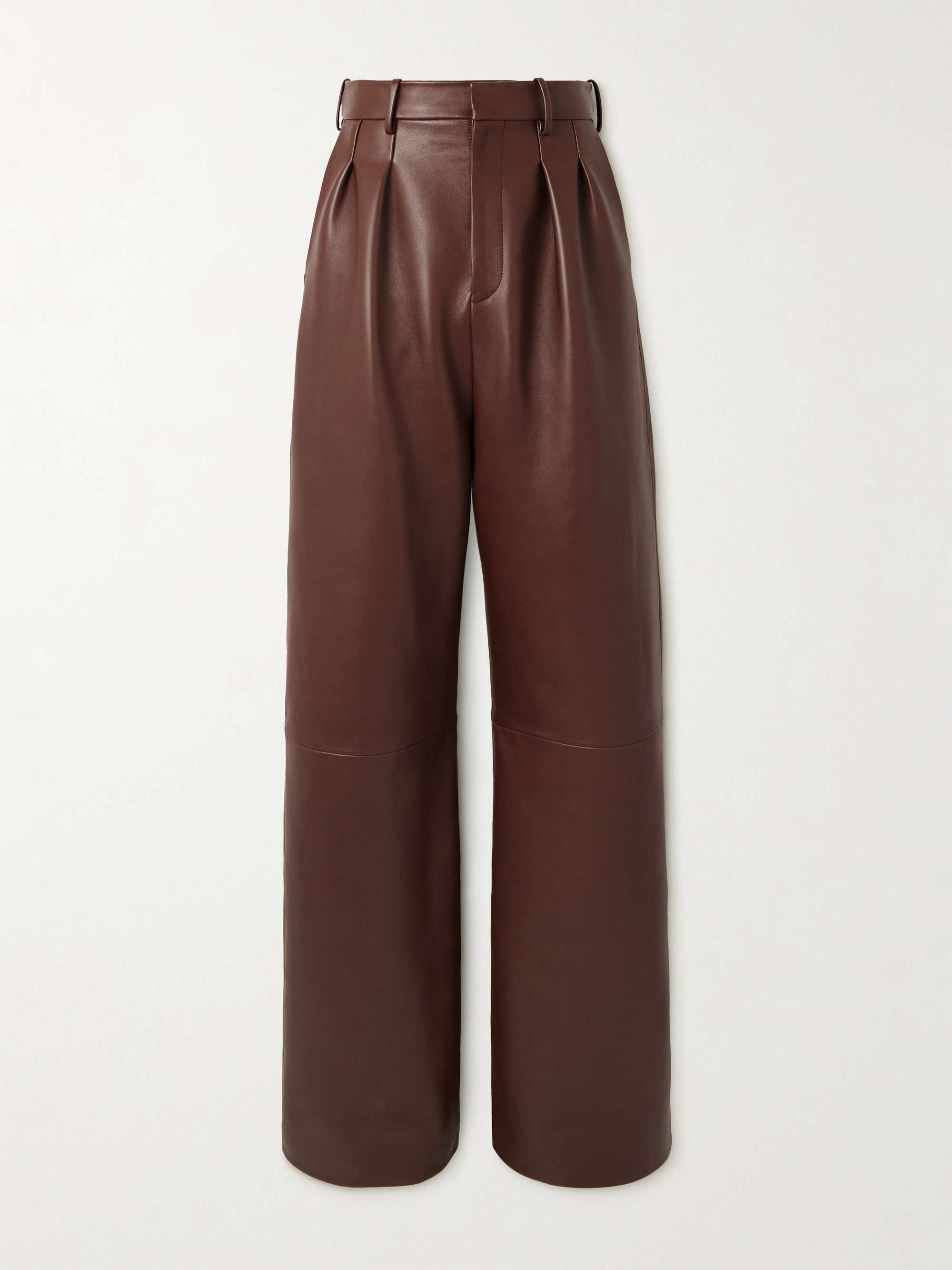 Straight-Leg Pleated Leather Tousers hero visual