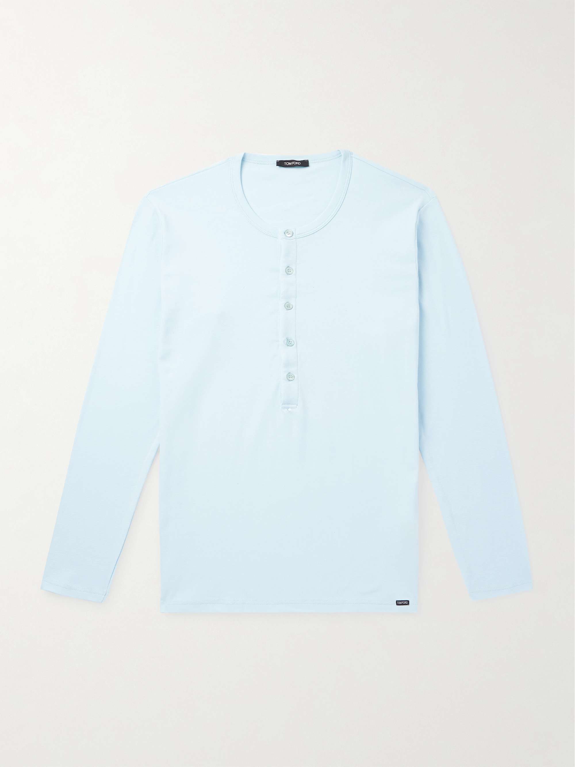 Slim-Fit Stretch-Cotton Jersey Henley Pyjama T-Shirt hero visual