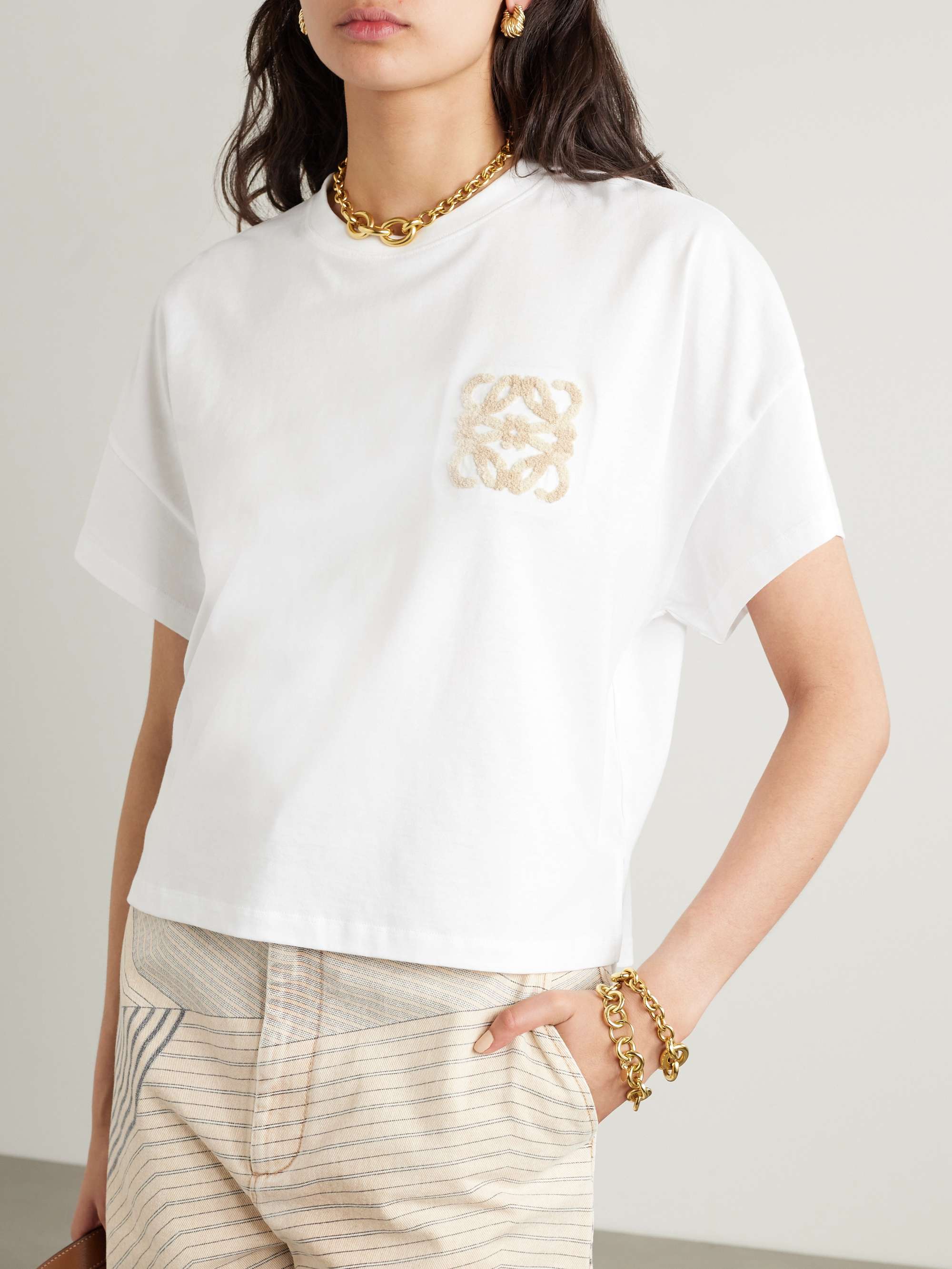 + Paula's Ibiza bouclé-appliquéd cotton-jersey T-shirt view