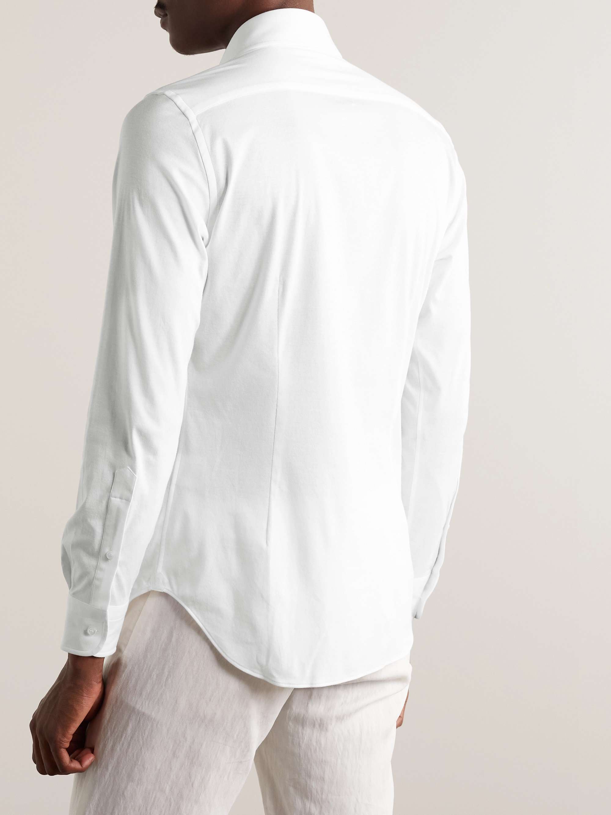 Andrew Cutaway-Collar Slim-Fit Cotton-Jersey Shirt view