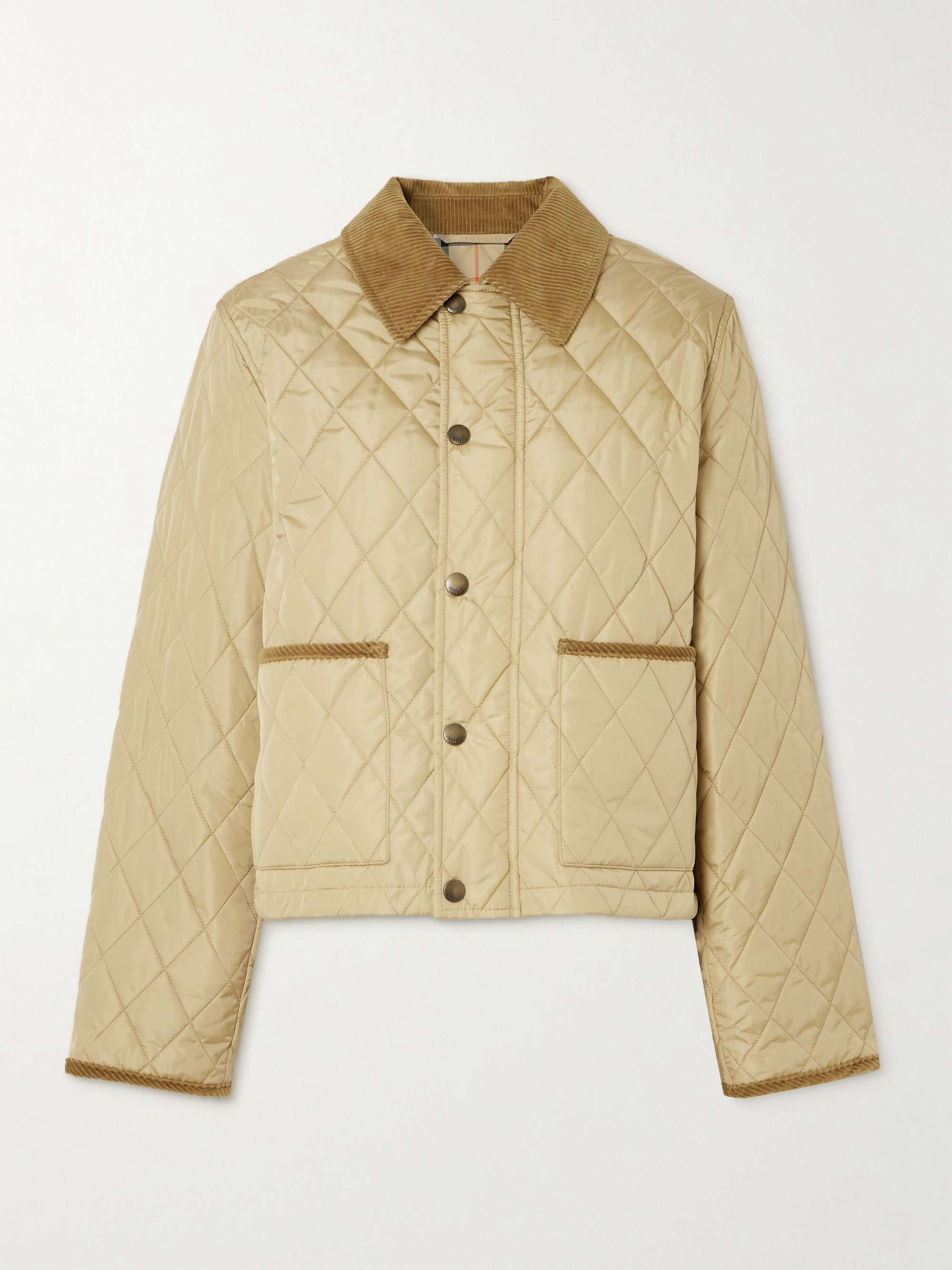 Cotton-corduroy-trimmed quilted shell jacket hero visual