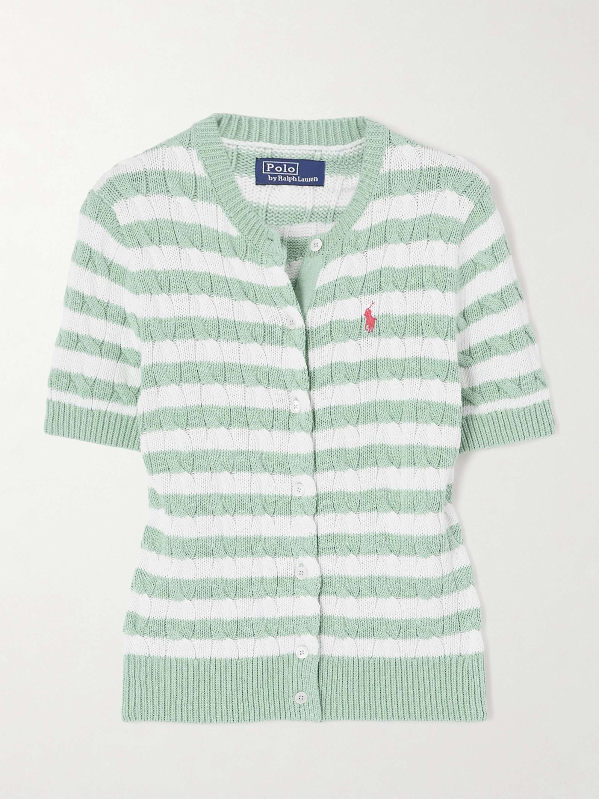 Striped cable-knit cotton cardigan hero visual