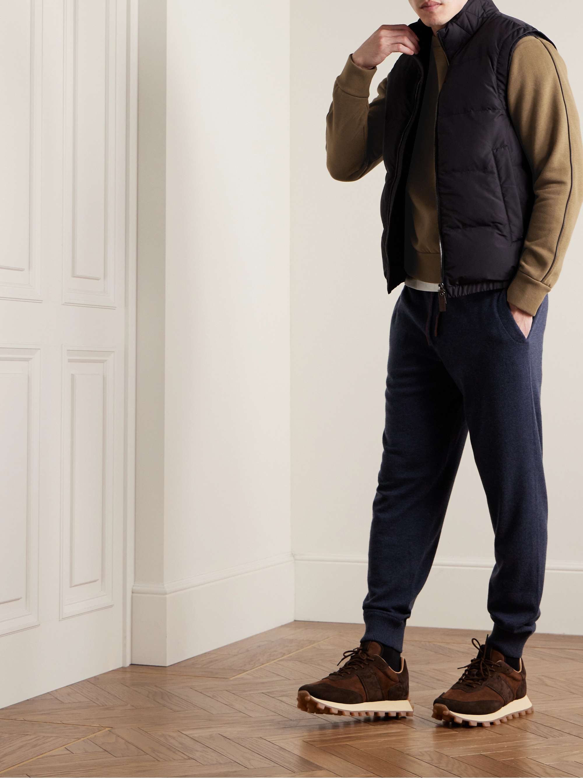 Leather-Trimmed Cotton-Blend Jersey Sweatshirt view