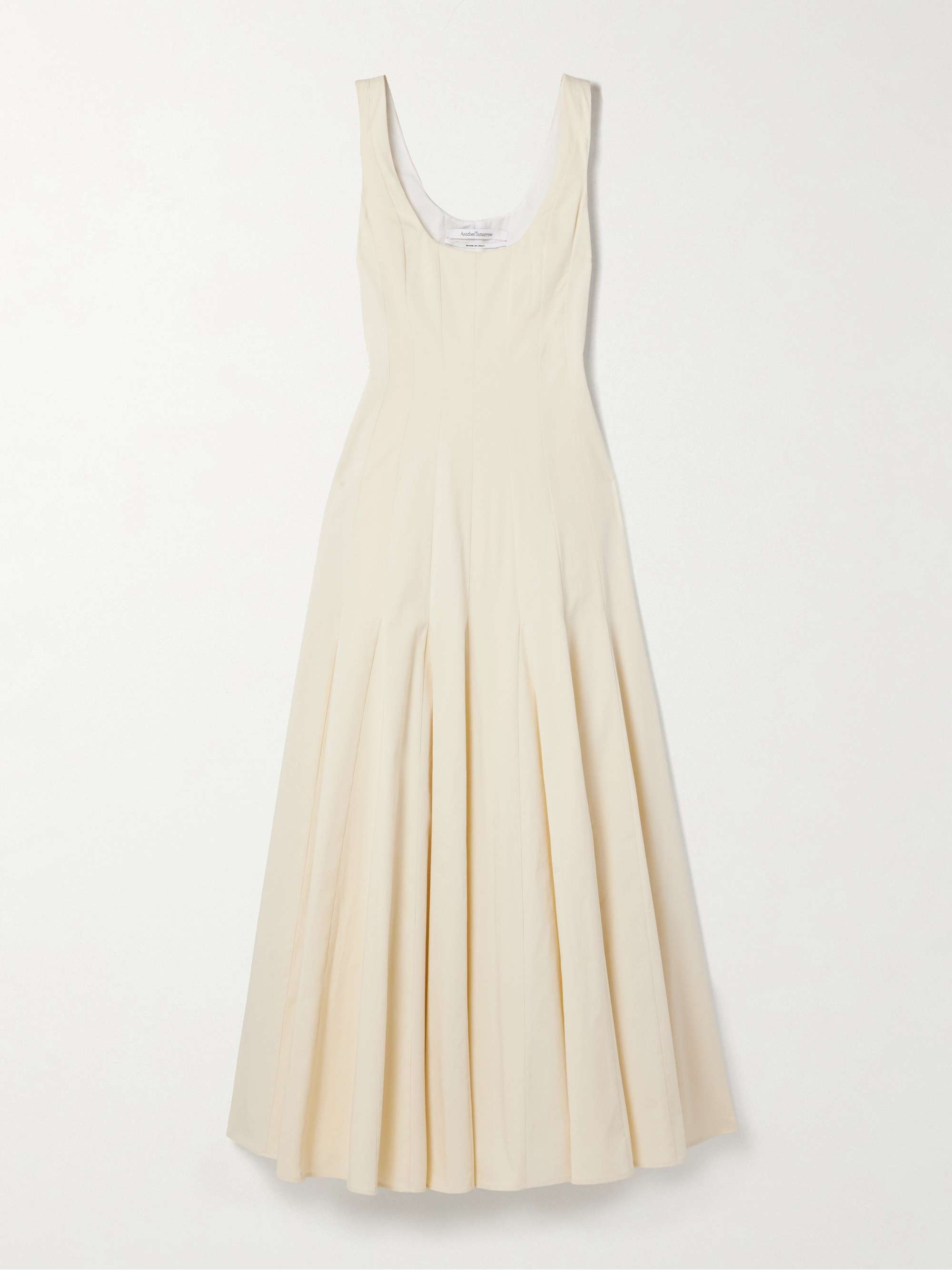 Pleated organic cotton-blend gabardine maxi dress hero visual