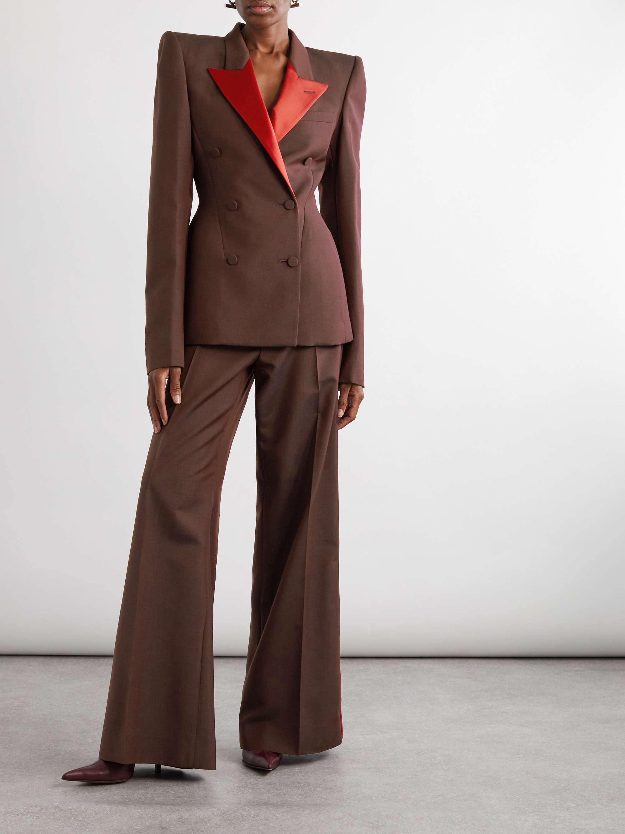 Double-breasted silk-trimmed wool and mohair-blend blazer view
