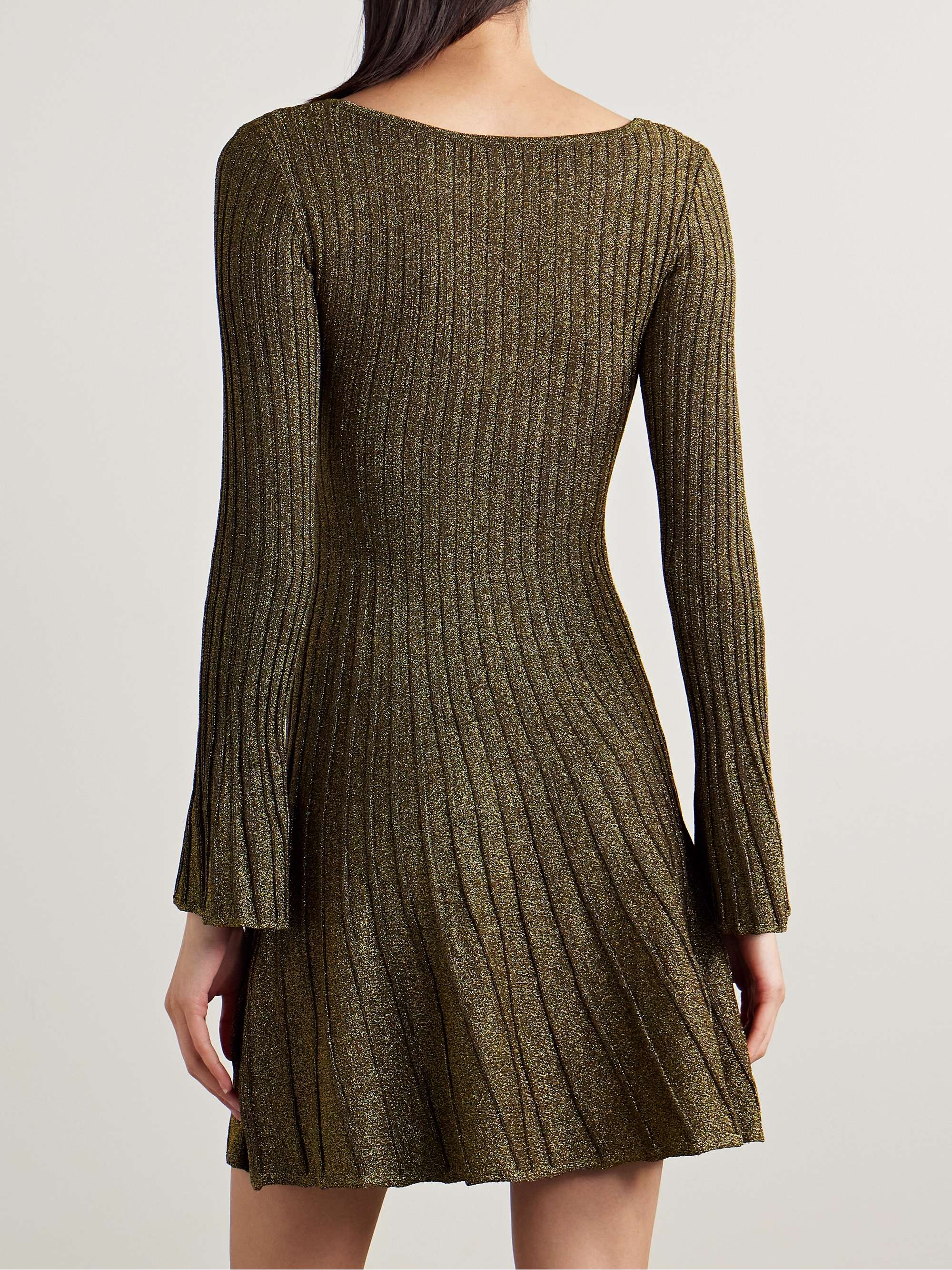 Raquel metallic ribbed-knit mini dress view