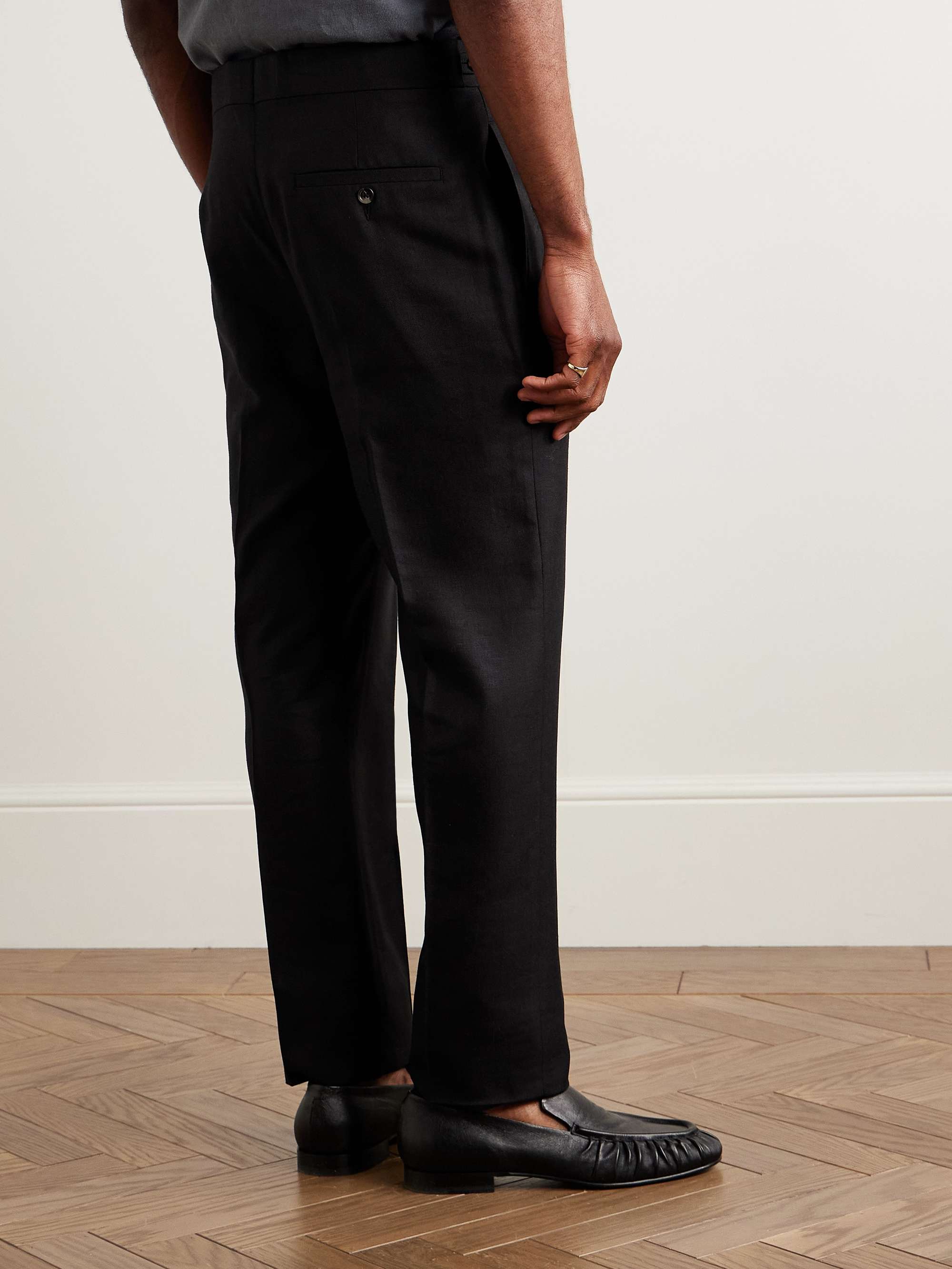 Sebastian Slim-Fit Straight-Leg Wool, Silk and Linen-Blend Twill Trousers view