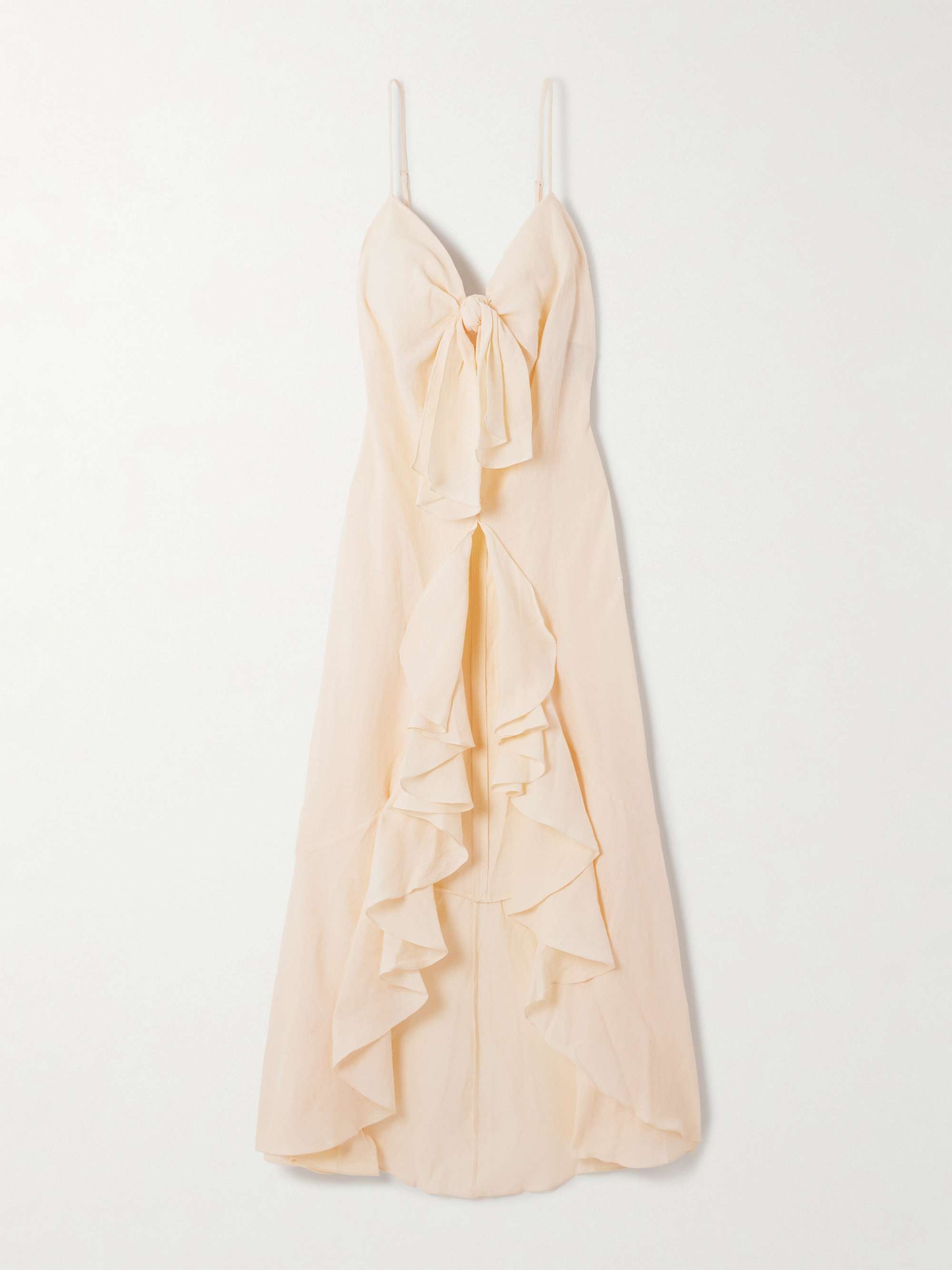 Zambra tie-detailed ruffled organic linen blouse hero visual