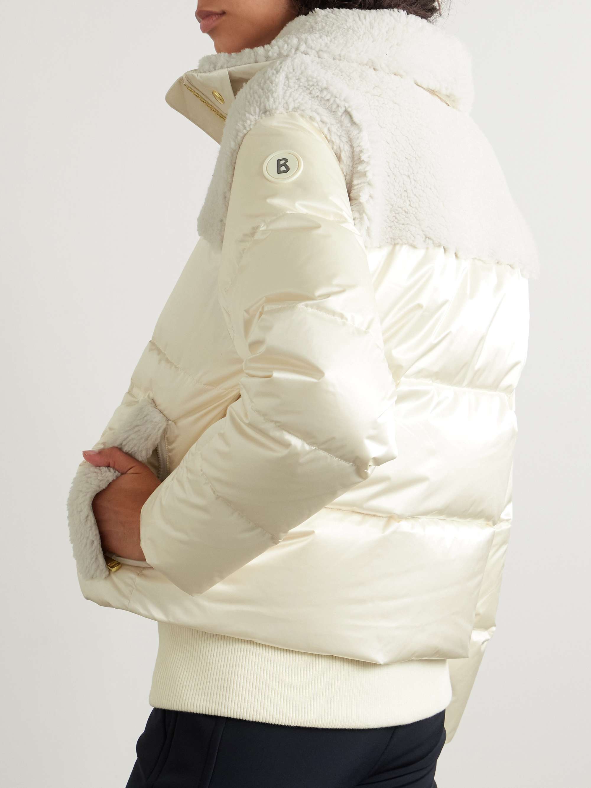 Dia hooded shearling-trimmed quilted down ski jacket view