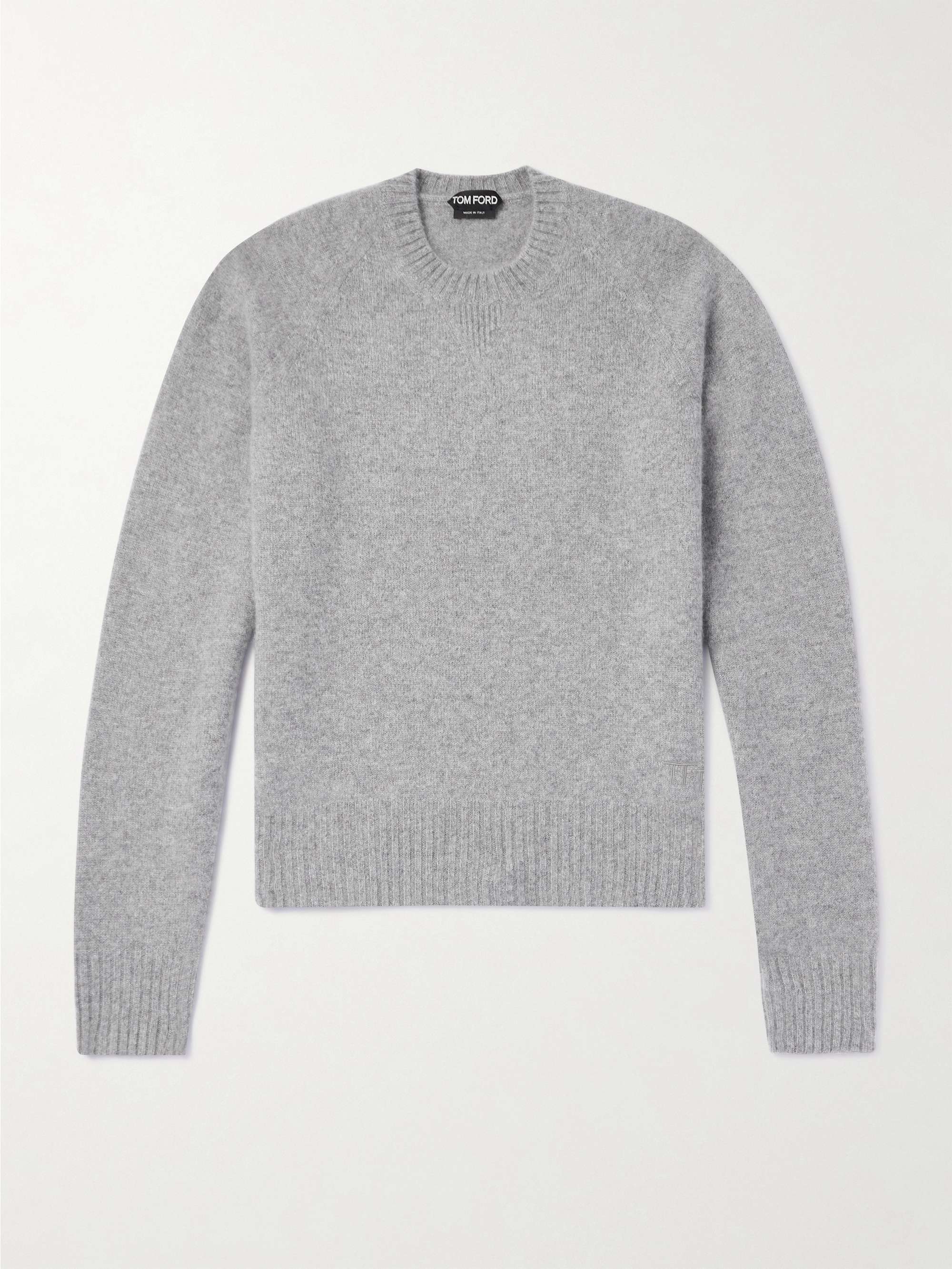 Slim-Ft Logo-Embroidered Brushed-Cashmere Sweater hero visual