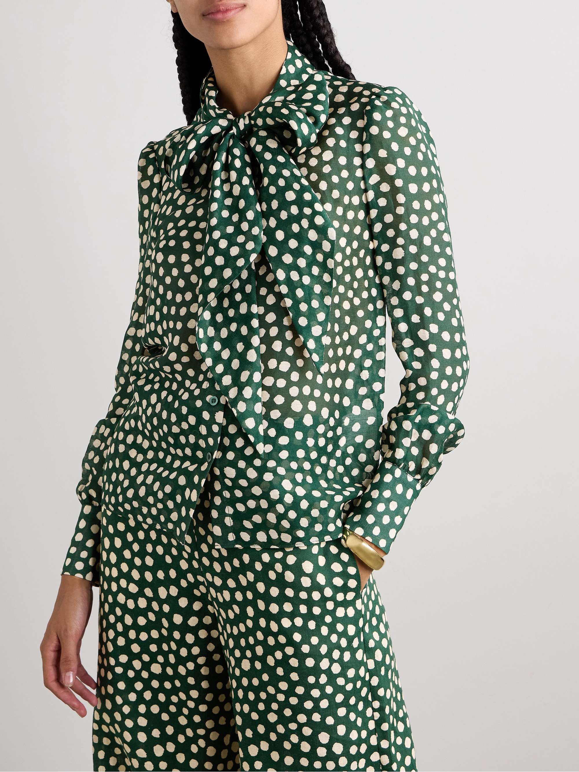 Chili pussy-bow polka-dot silk-voile shirt view
