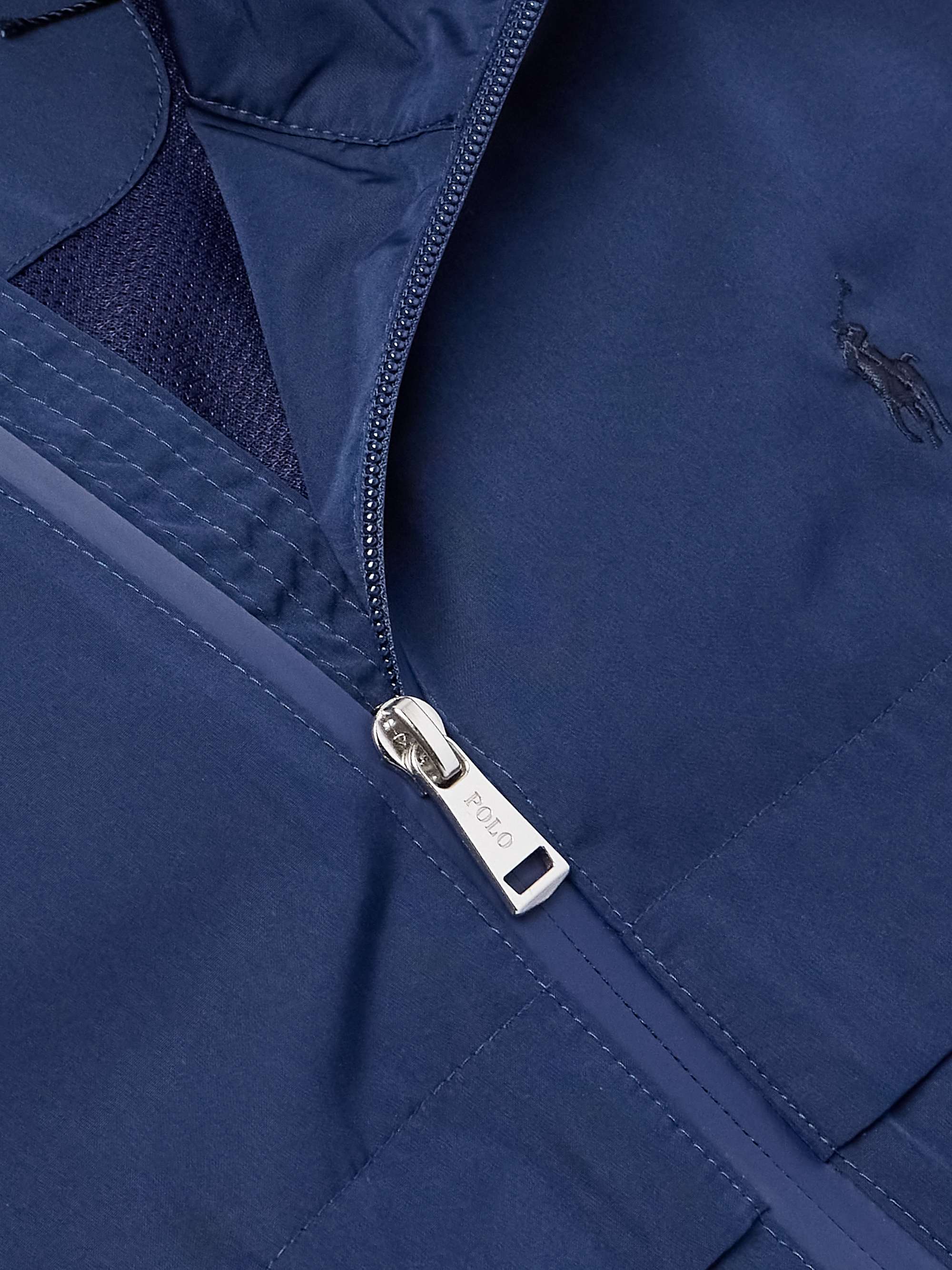 Logo-Embroidered Shell Hooded Jacket view