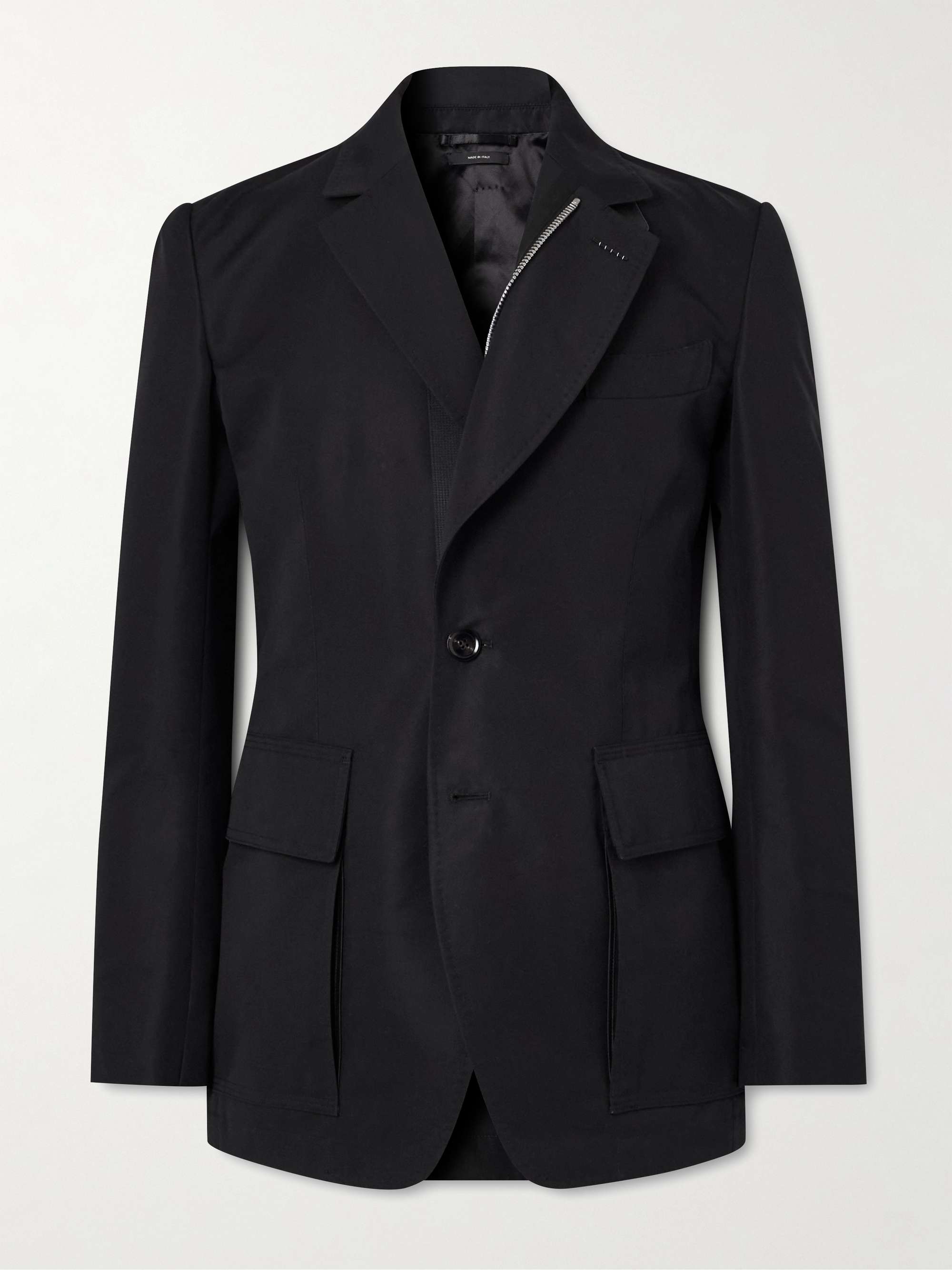 Cotton-Blend Twill Zip-Up Blazer hero visual
